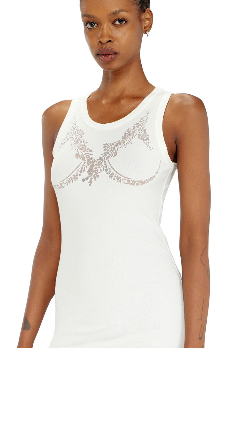 Mini tank dress with devor&eacute; lace effect