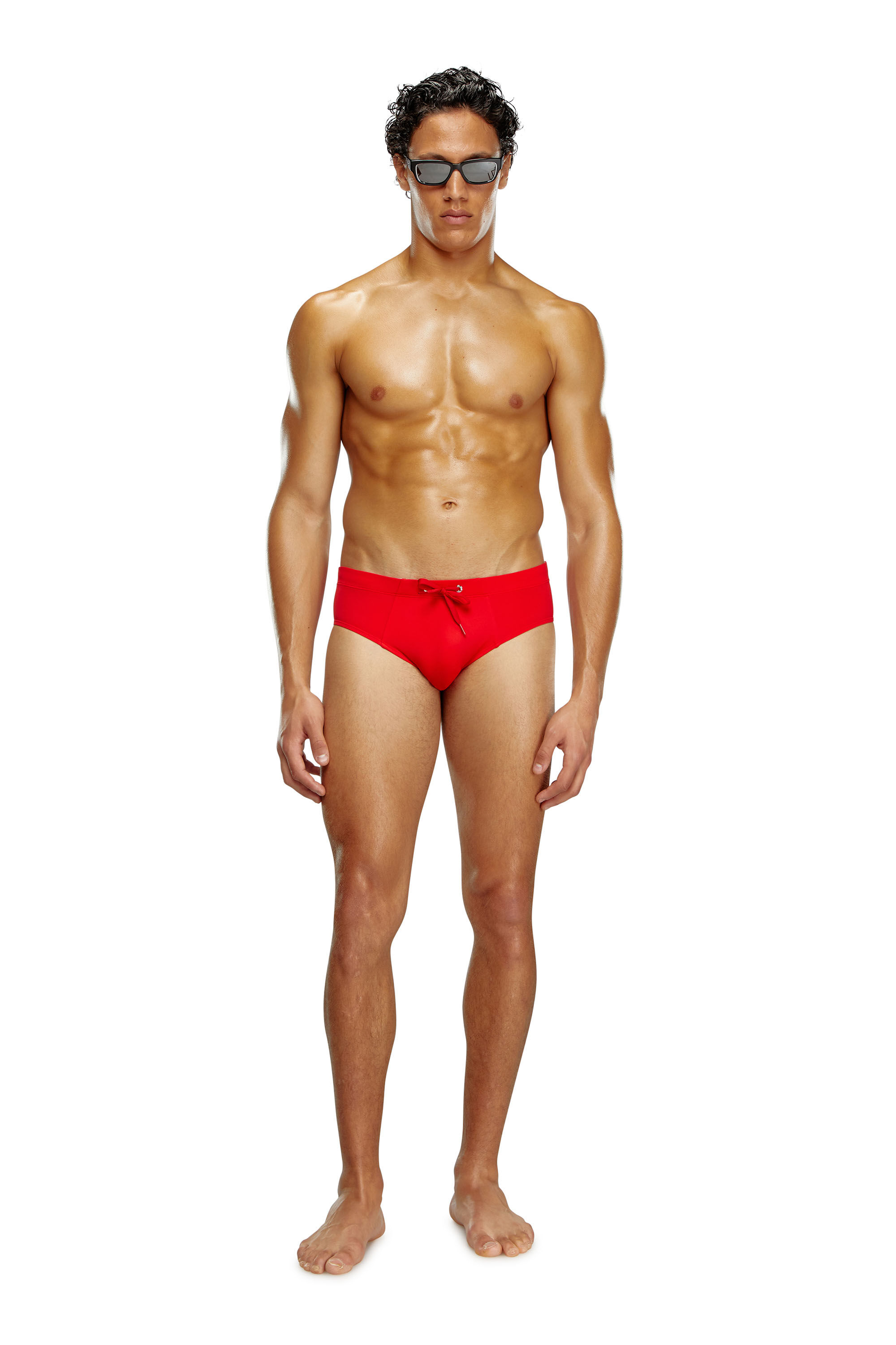 Diesel - BMBR-ALFIE, Man's Swim briefs with tonal logo print in Red - 2