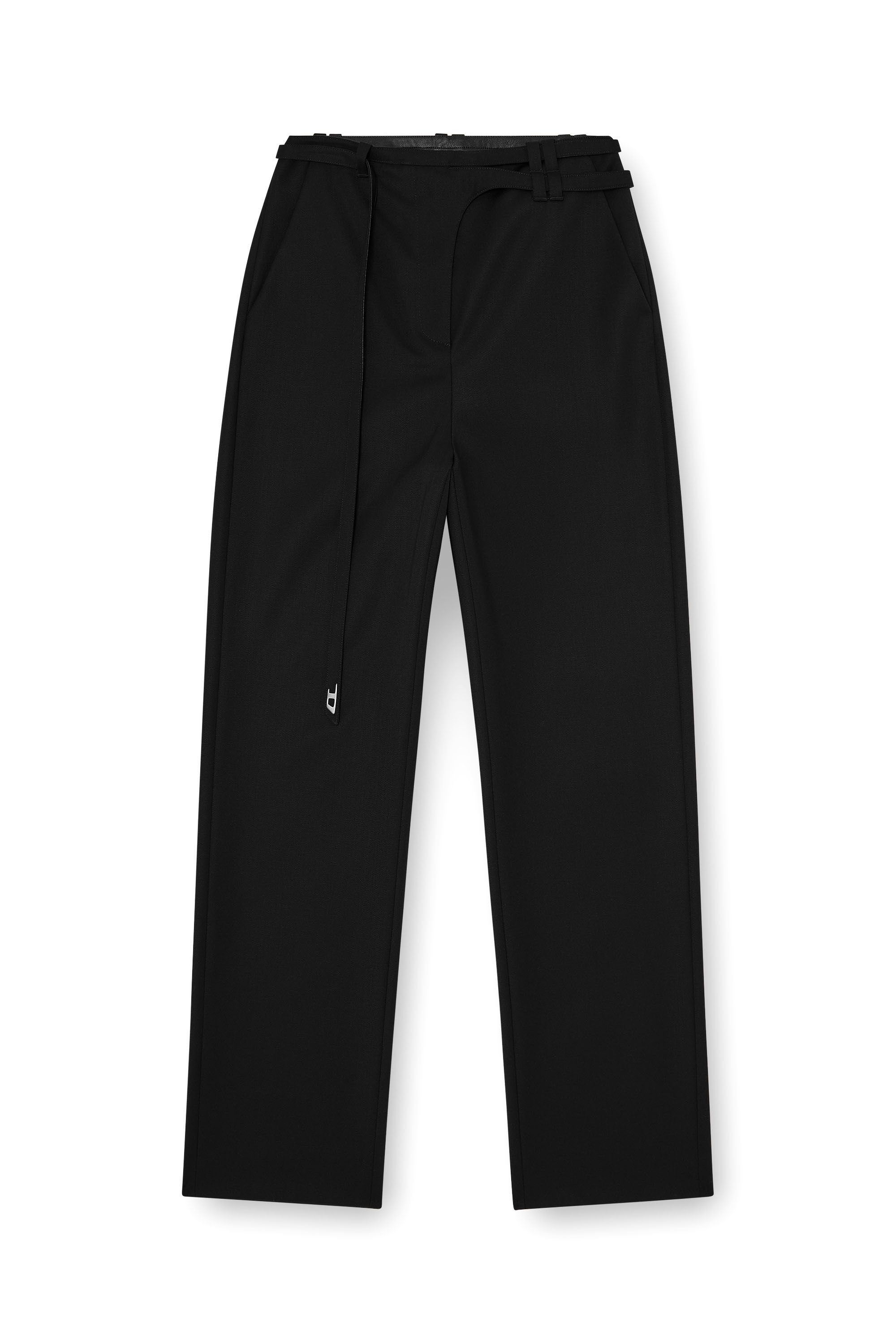 Diesel - P-IXIE-1, Woman's Tailored pants with biker belt strap in Black - 2