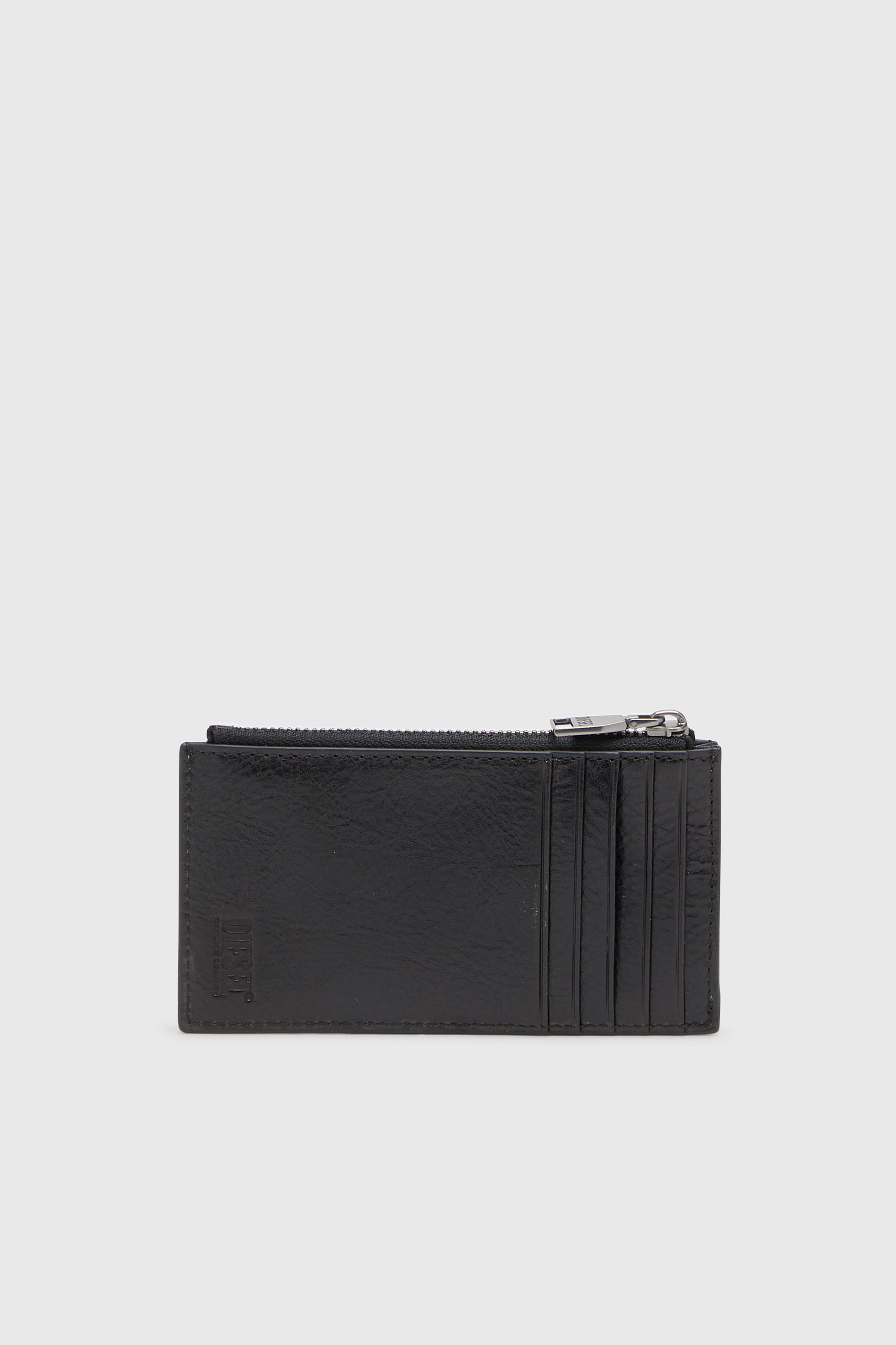 Diesel - FLAG-D CARD HOLDER III, Man's Leather card holder with zip closure in Black - 2