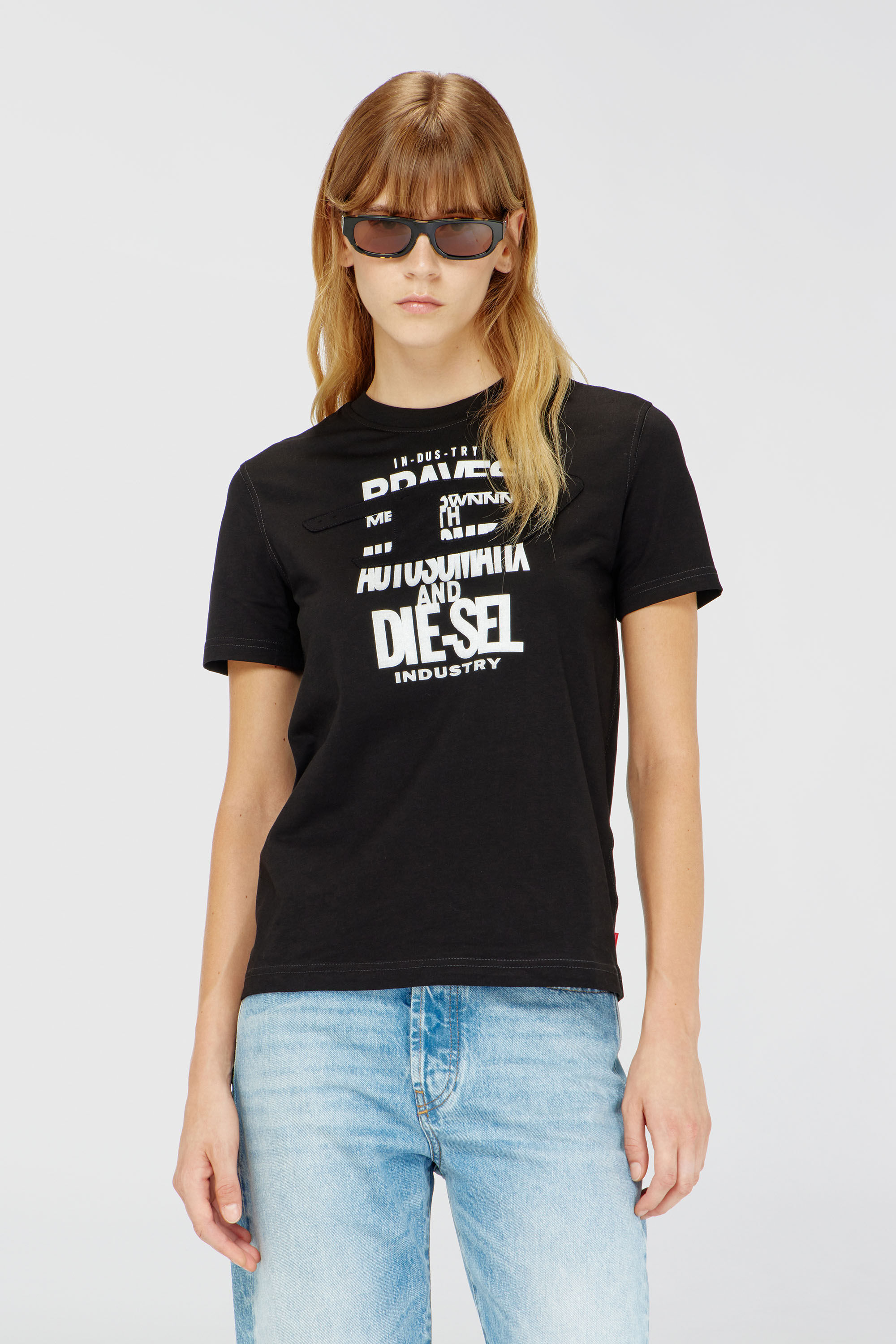 Diesel - T-REG-ZAL-V2, Woman's Cotton T-shirt with graphic print in Black - 3
