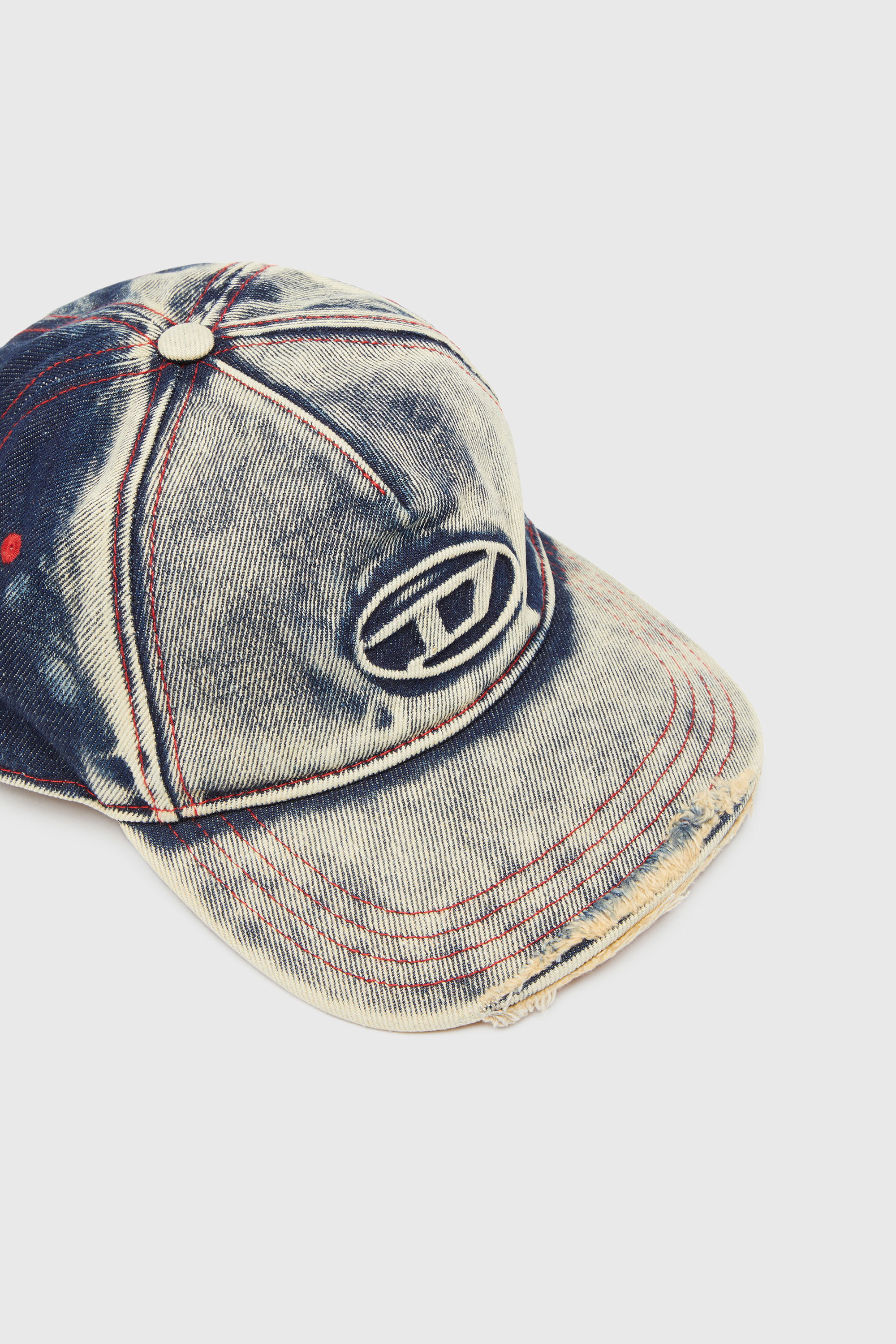 Diesel - C-SEYMON, Unisex's Baseball cap in treated denim in Blue/White - 3