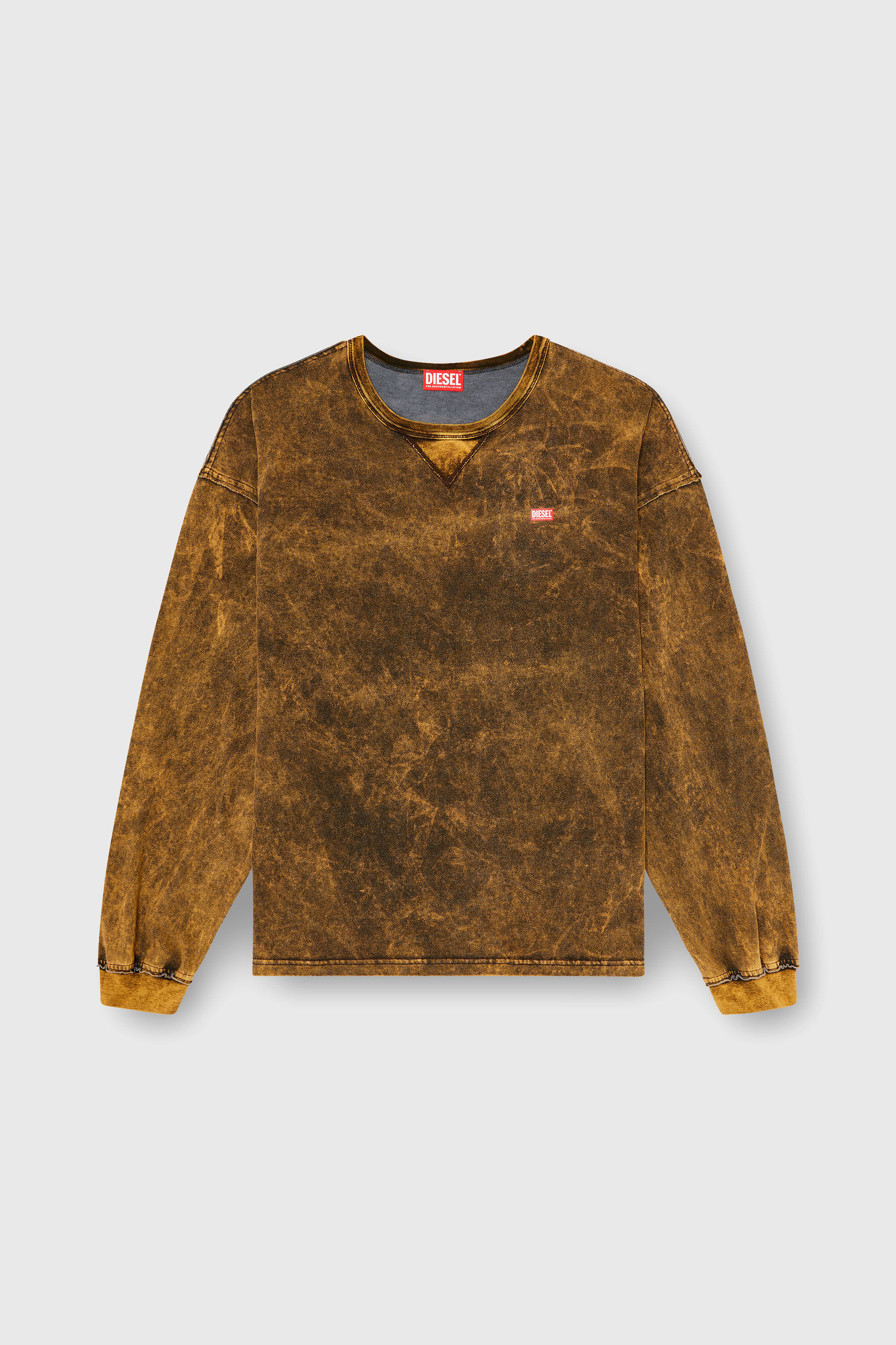 Diesel - T-BOXT-LS-RAW, Man's Acid-wash long-sleeve T-shirt with frayed details in Brown - 2