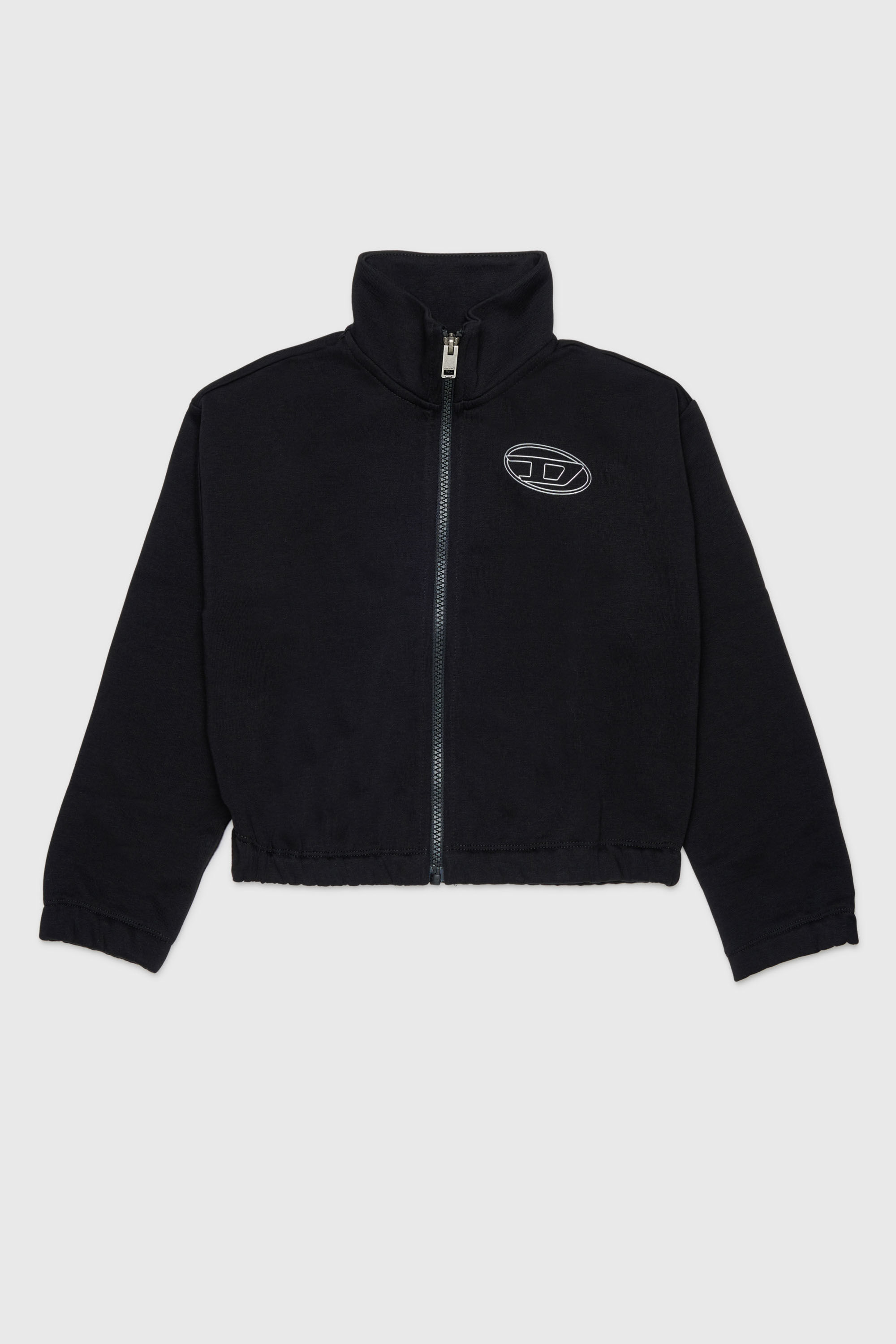 Diesel - SALILA, Woman's Zip-up sweatshirt with Oval D logo in Black - 1