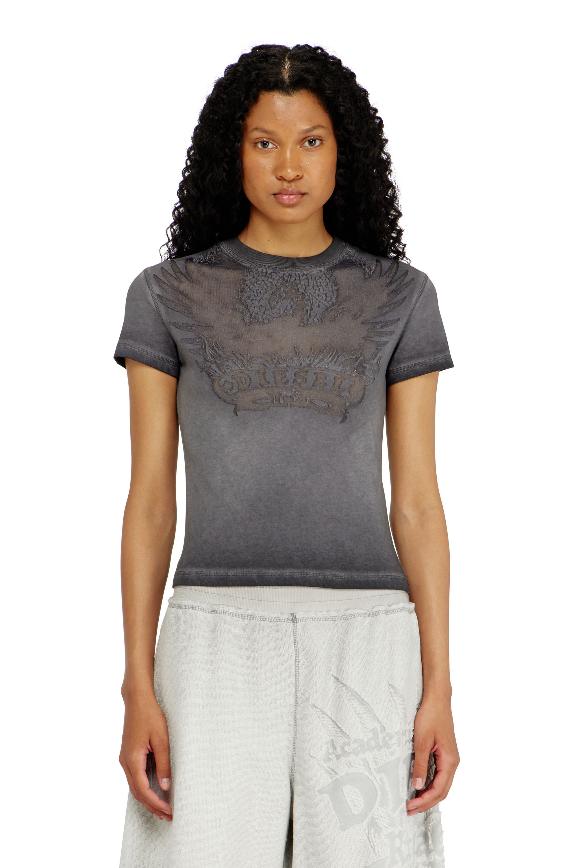 Diesel - T-ILA-AA7, Woman's Slim T-shirt with d&eacute;vor&eacute; Phoenix in null - 2