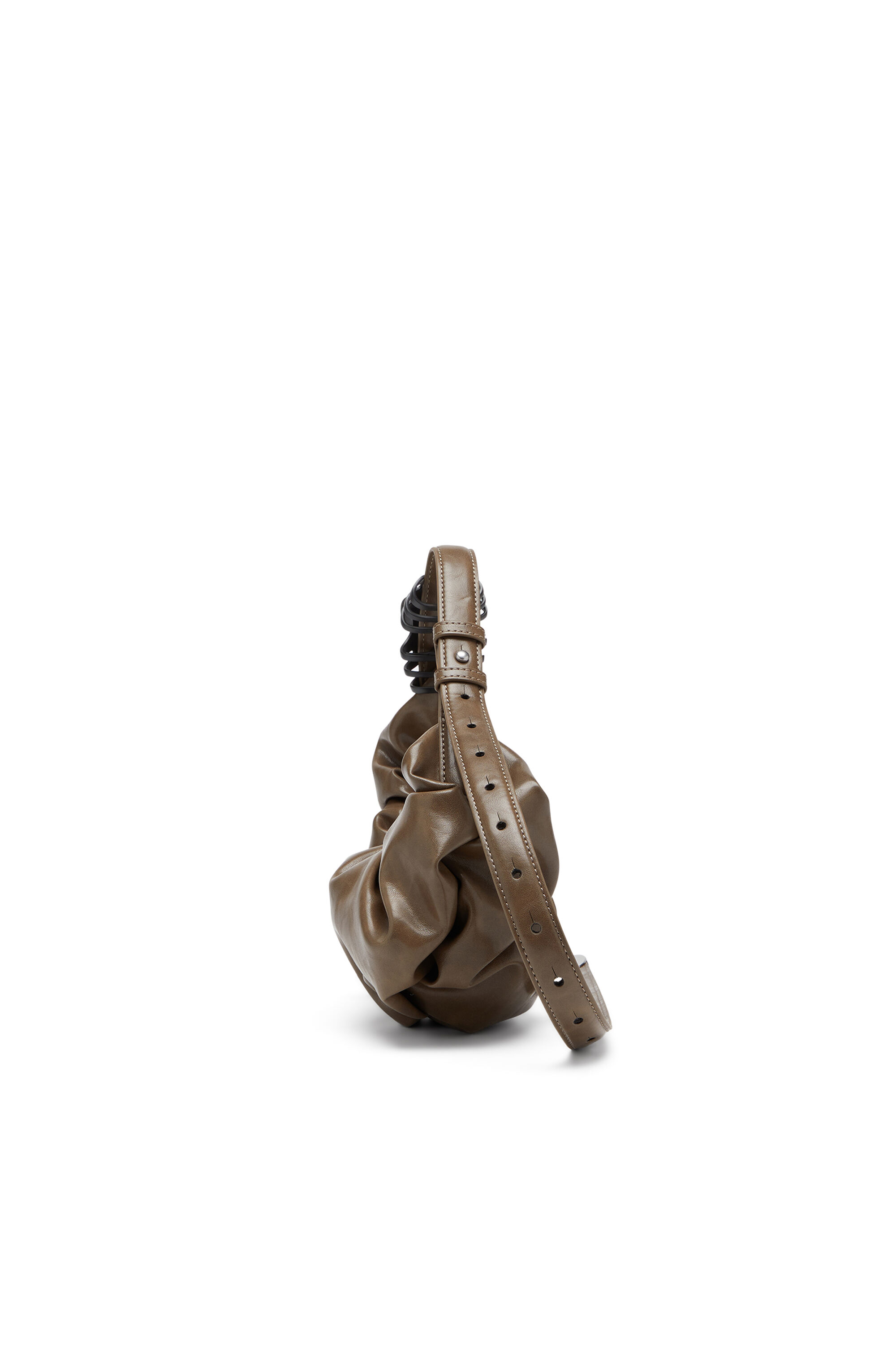Diesel - GRAB-D HOBO S, Woman's Grab-D S-Small scrunched hobo bag in shiny PU in Brown - 4