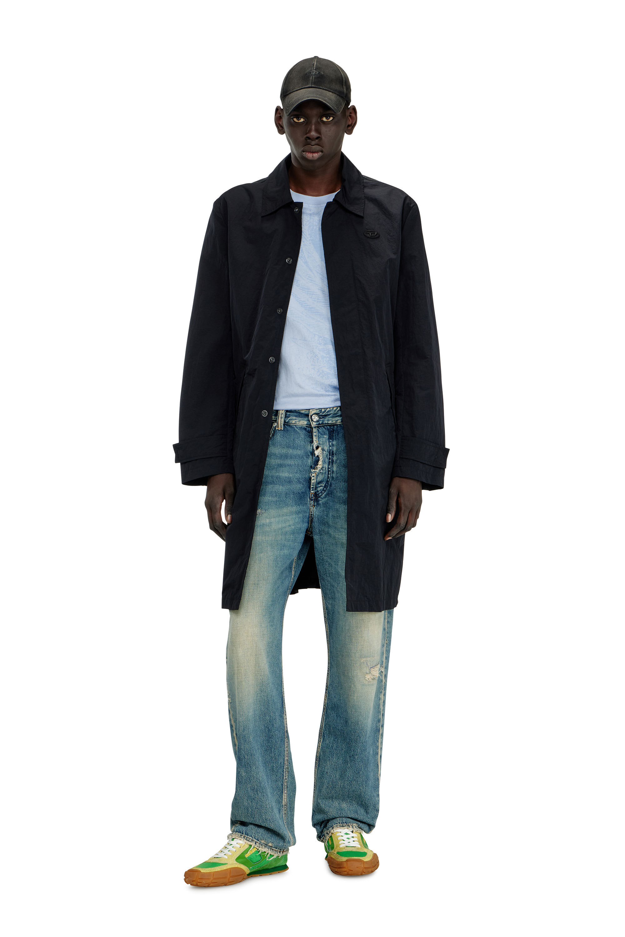 Diesel - J-BURHAT, Man's Nylon coat with shiny crinkle finish in Black - 3