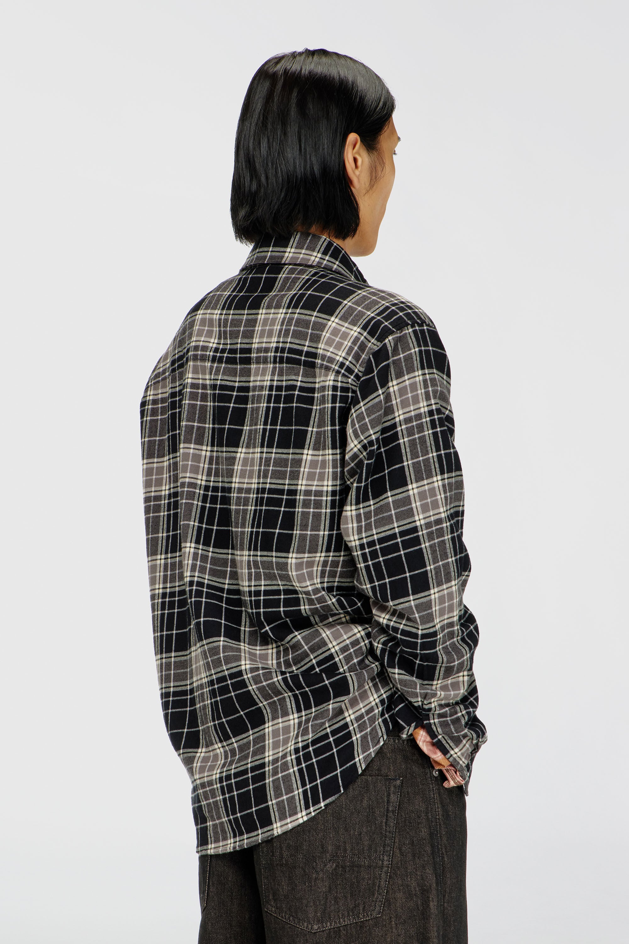 Diesel - S-SIMPLY-HNBI, Man's Distressed shirt in check flannel in Beige/Black - 4