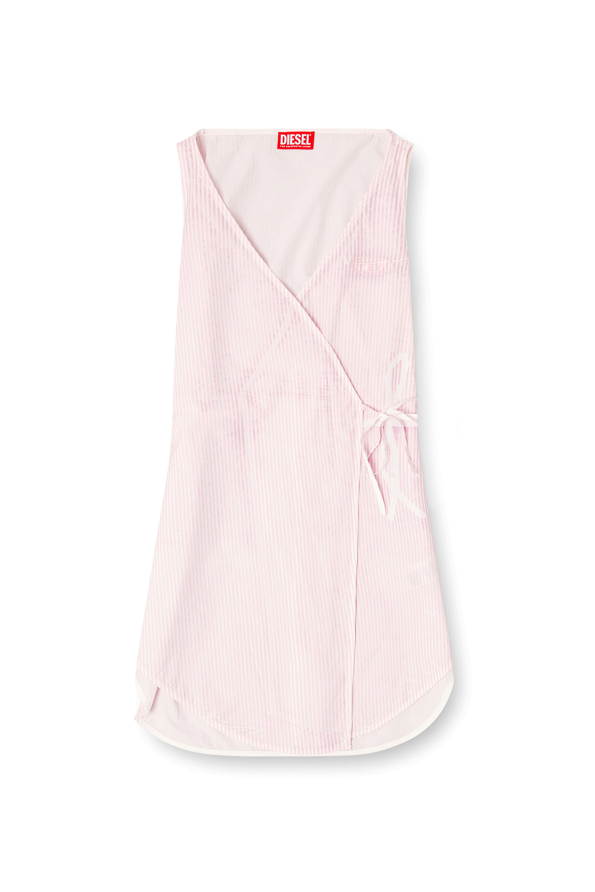 Diesel - D-ELPHOS-SL, Woman's Poplin mini dress with pinstripes in Pink - 2