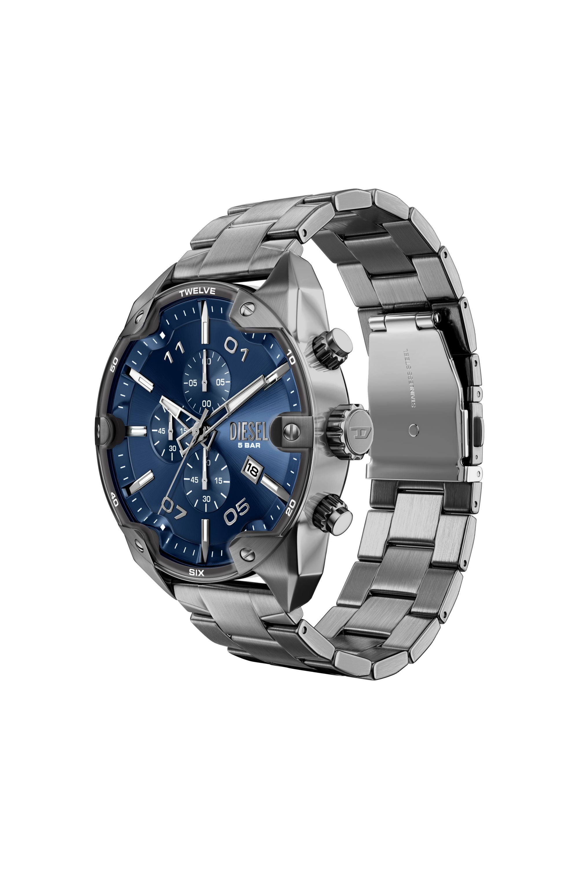 Diesel - DZ4724 WATCH, Man's Spiked gunmetal stainless steel watch in Dark grey - 5