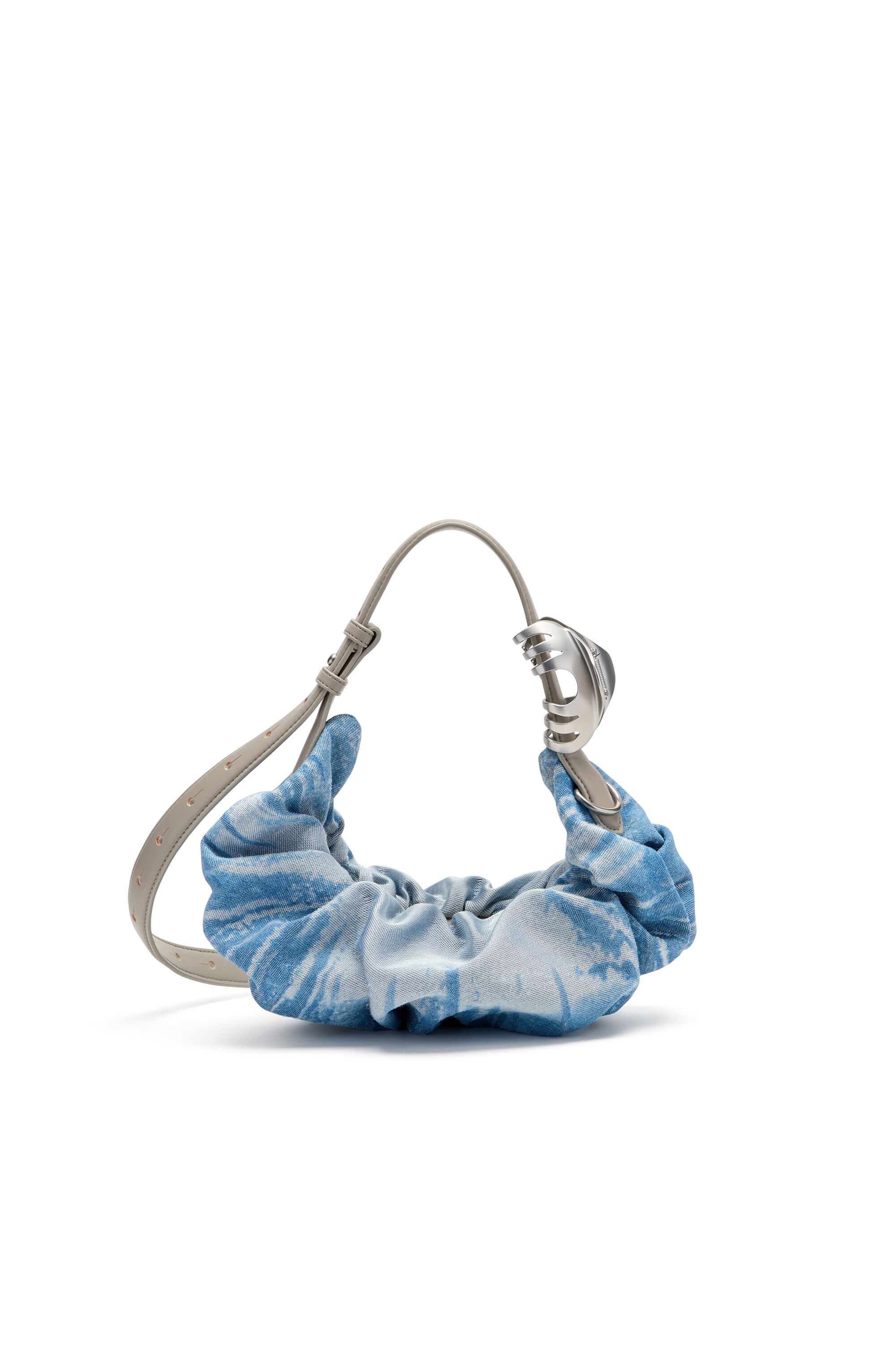 Diesel - GRAB-D HOBO S, Woman's Grab-D-Scrunched hobo bag in satin denim in Blue - 4