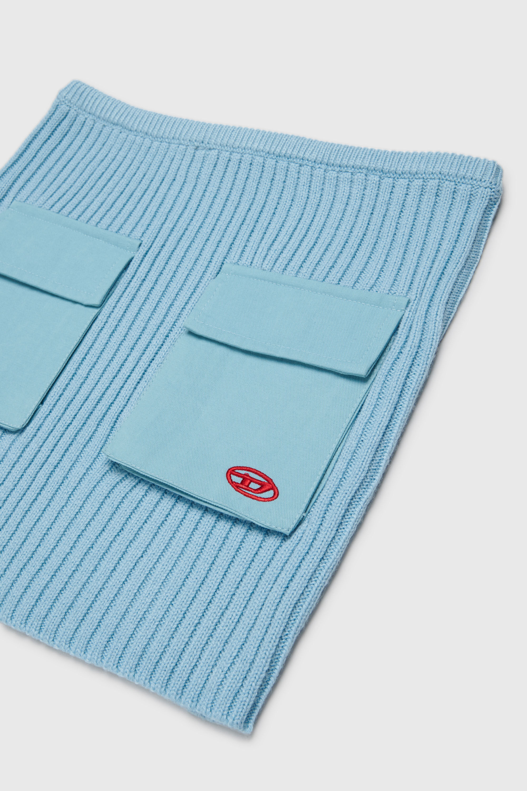Diesel - GAMMY, Woman's Ribbed-knit mini skirt with utility pockets in Light Blue - 3