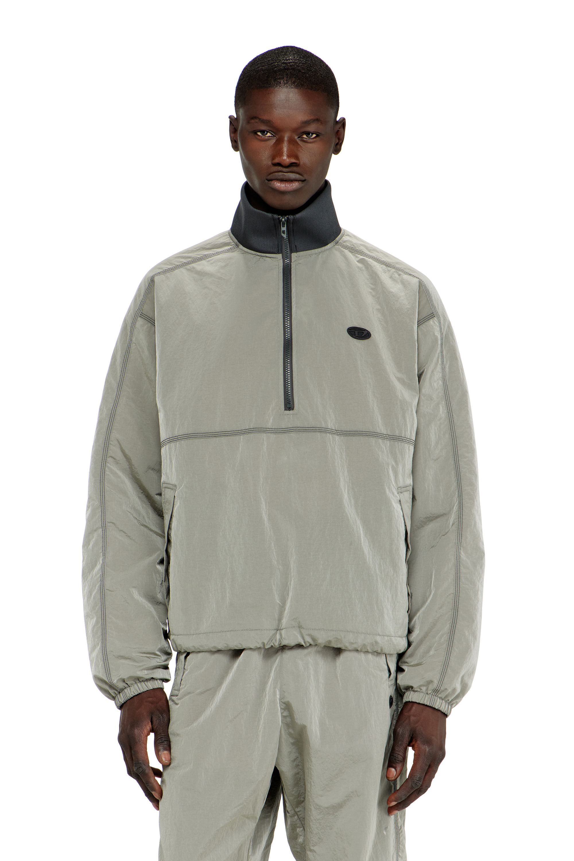 Diesel - J-ANOK, Man's Nylon jacket with crinkle effect in Light Grey - 3