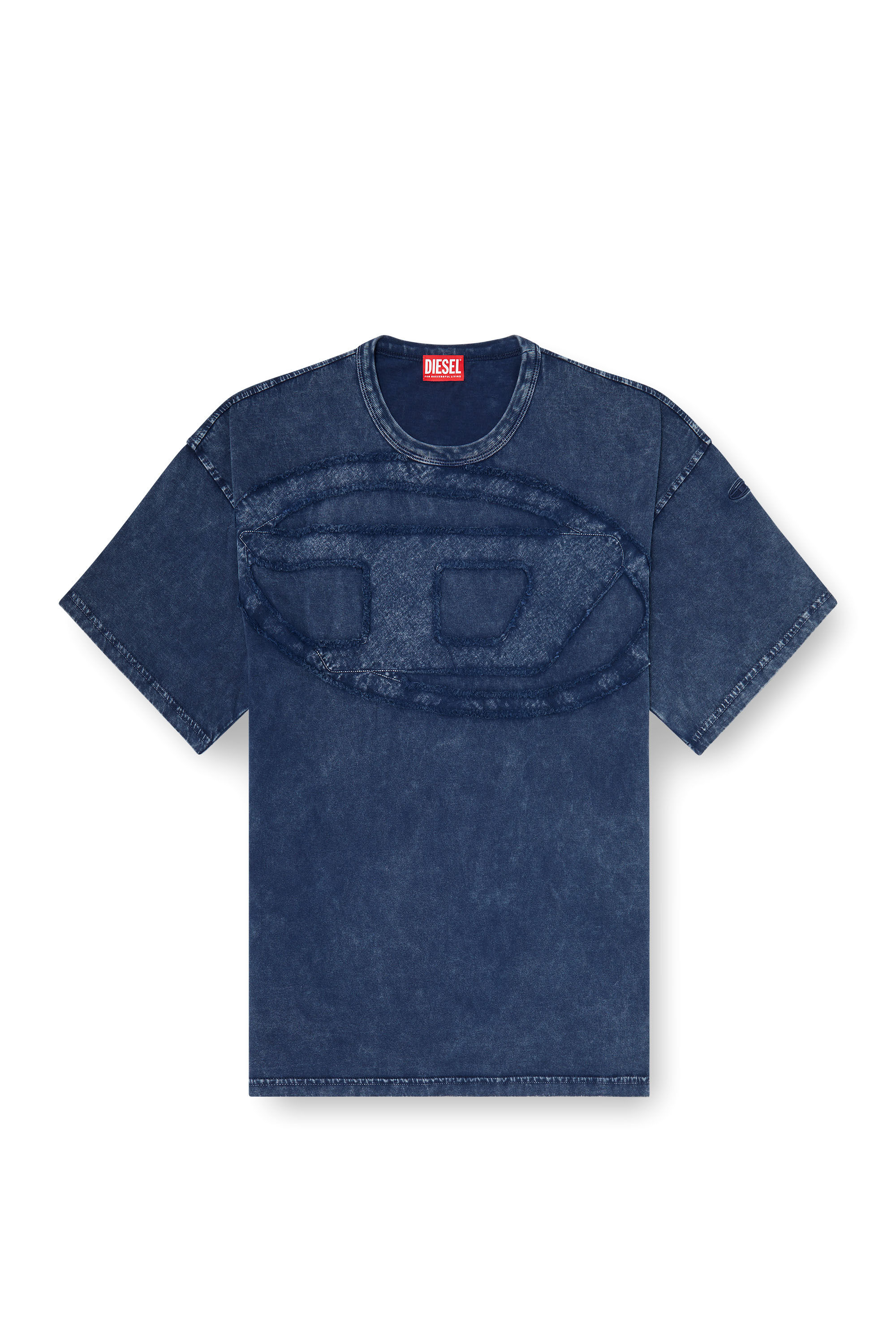Diesel - T-BOXT-DEN, Man's Relaxed cotton T-shirt with Oval D applique in Medium blue - 2