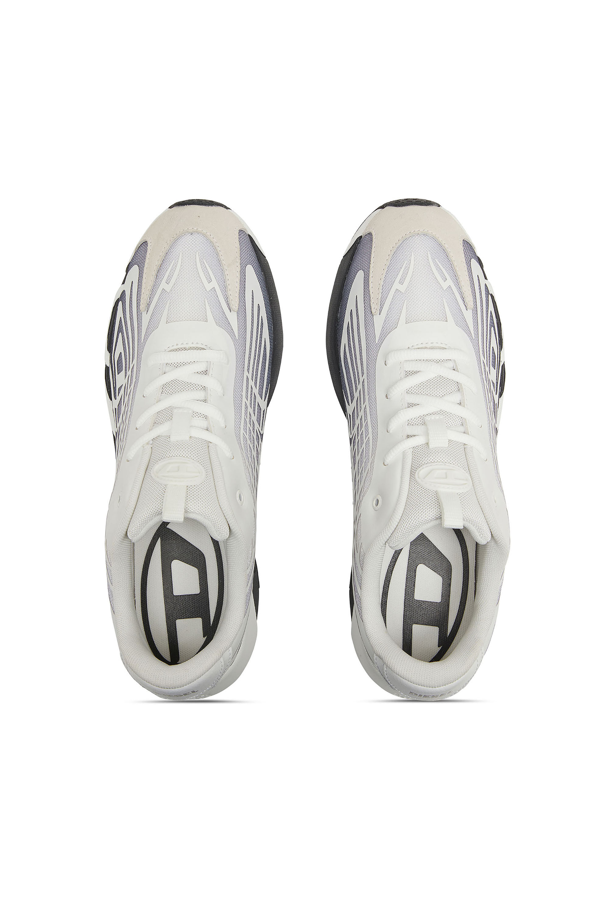 Diesel - S-D-VIT'S 500 LOW, Man's D-Vit-Sneakers in striped dégradé mesh in White/Grey - 4