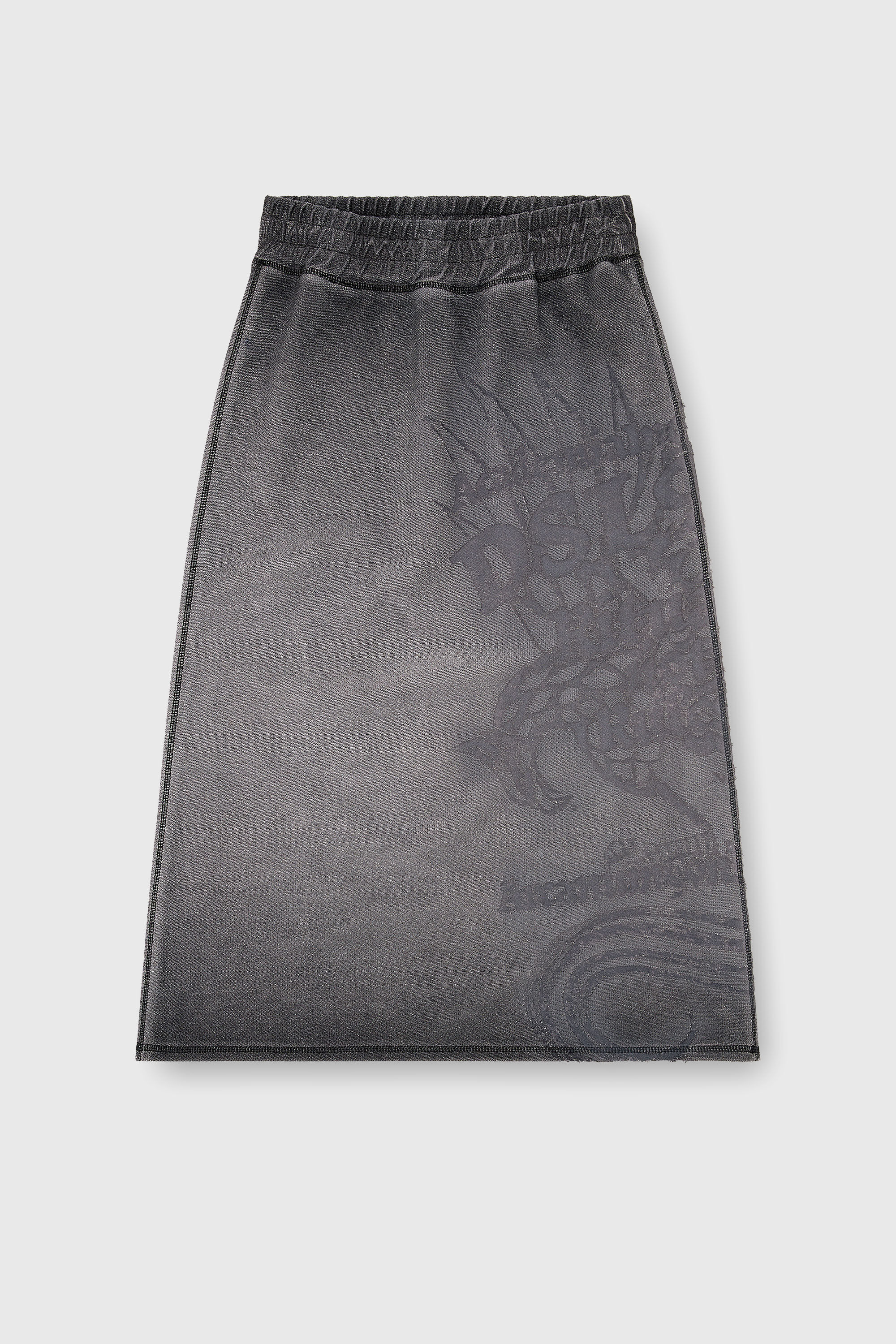 Diesel - O-BEAUTY, Woman's Fleece midi skirt with d&eacute;vor&eacute; print in Dark grey - 2