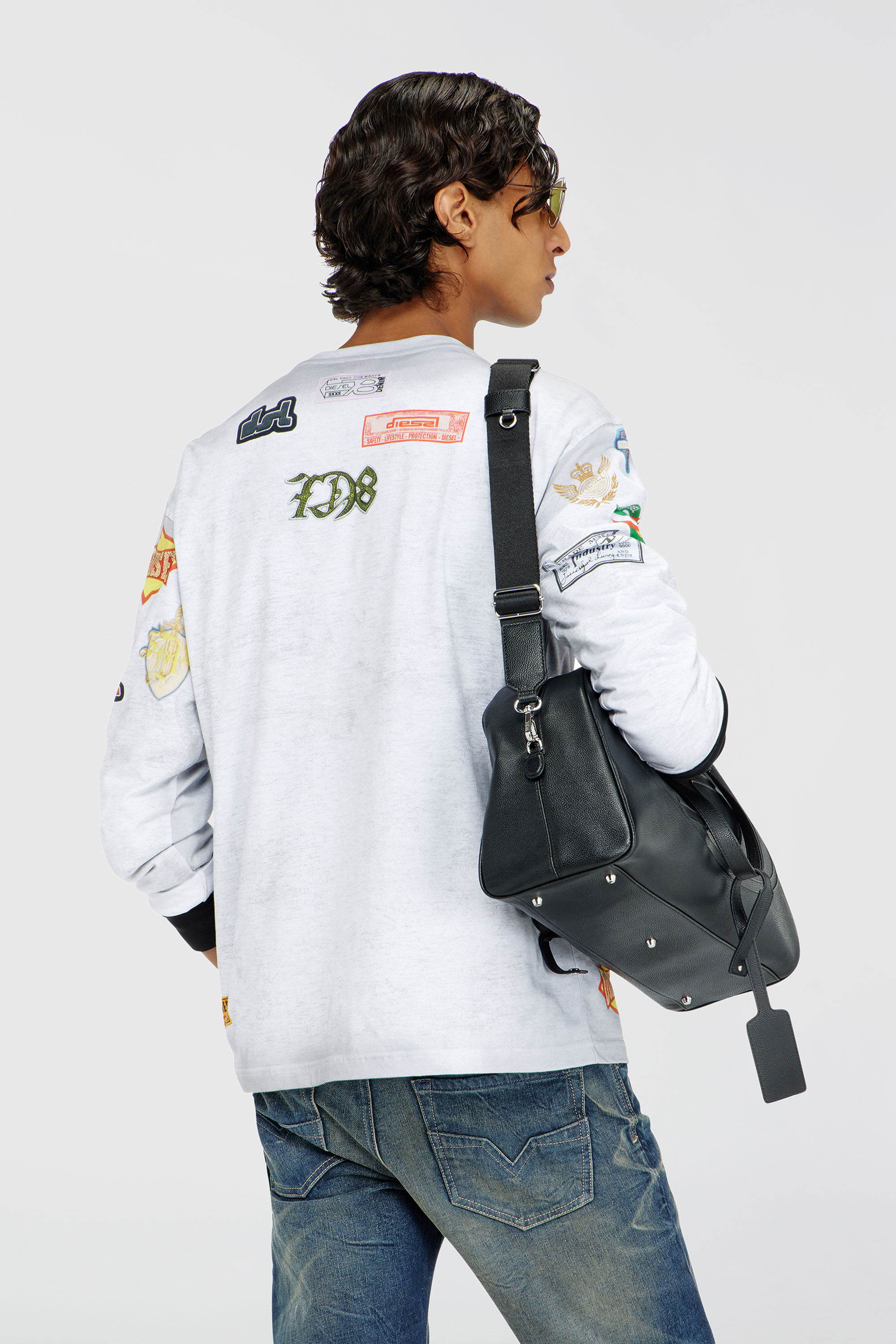 Diesel - T-NORME-LS-PATCHES, Man's Long-sleeve T-shirt with all-over patches print in White - 4