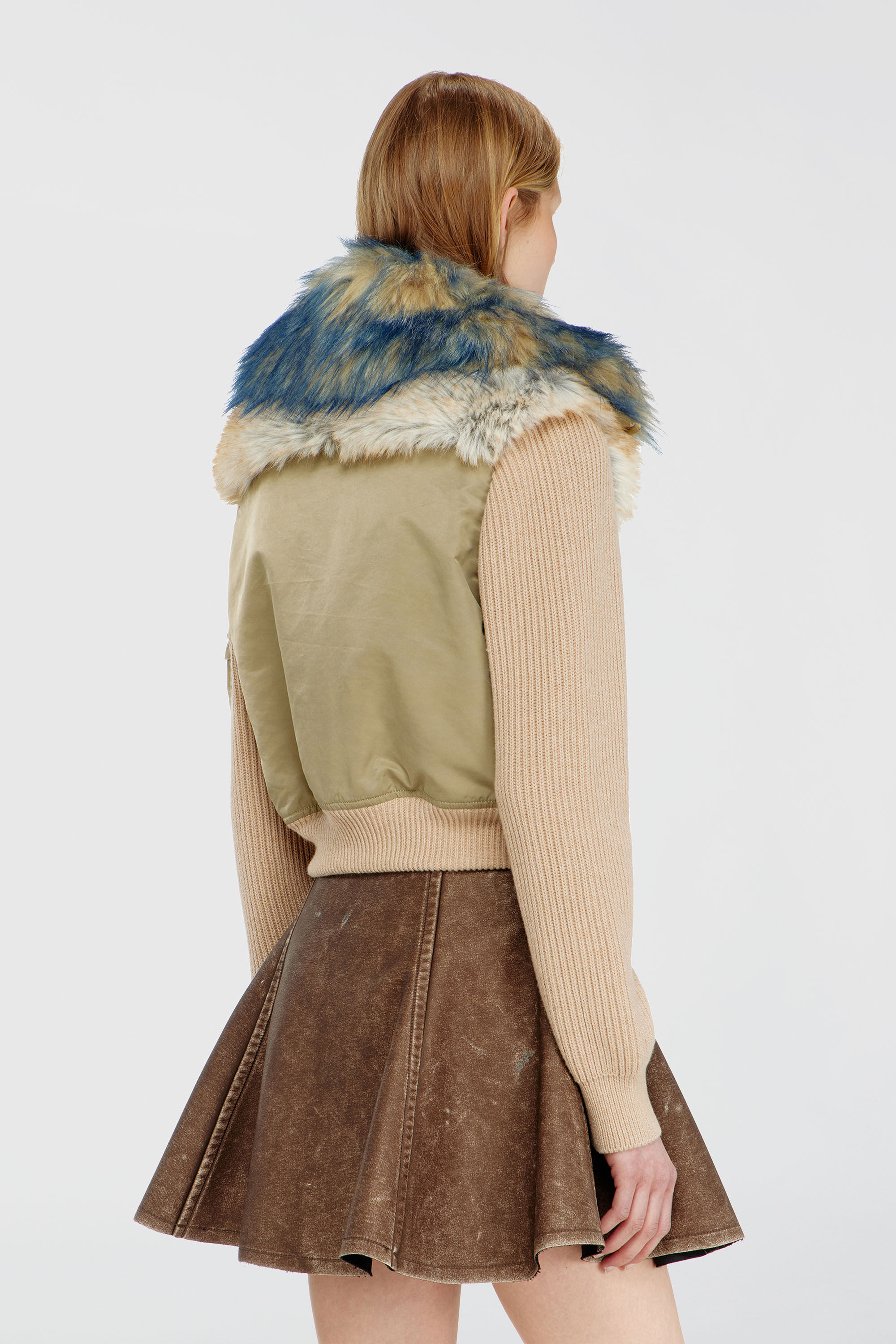 Diesel - G-USTAV, Woman's Bomber jacket with rib-knit and plush trims in Beige - 4