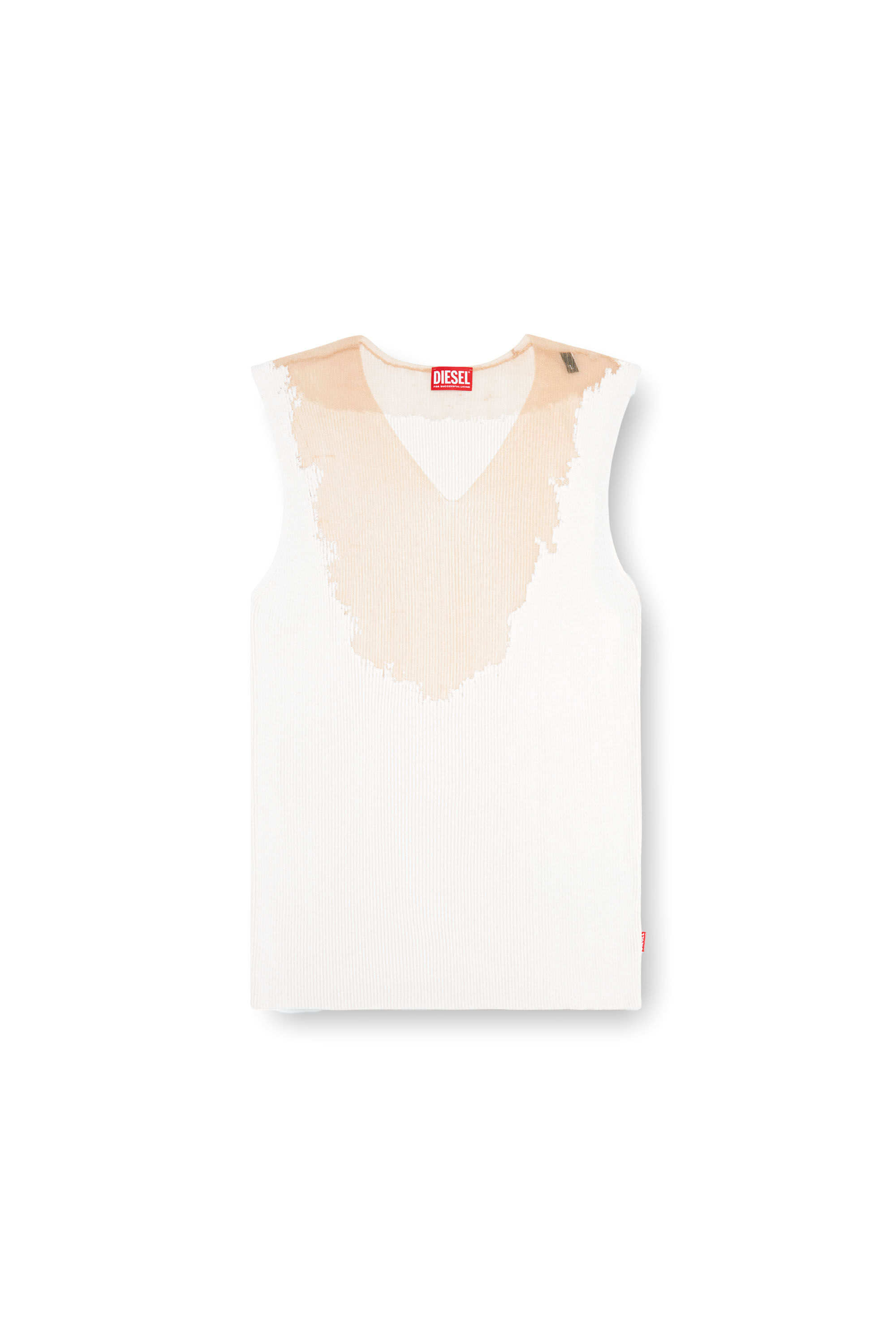 Diesel - K-ORAZIO, Man's Knit tank top with devoré sweat stains in White - 2