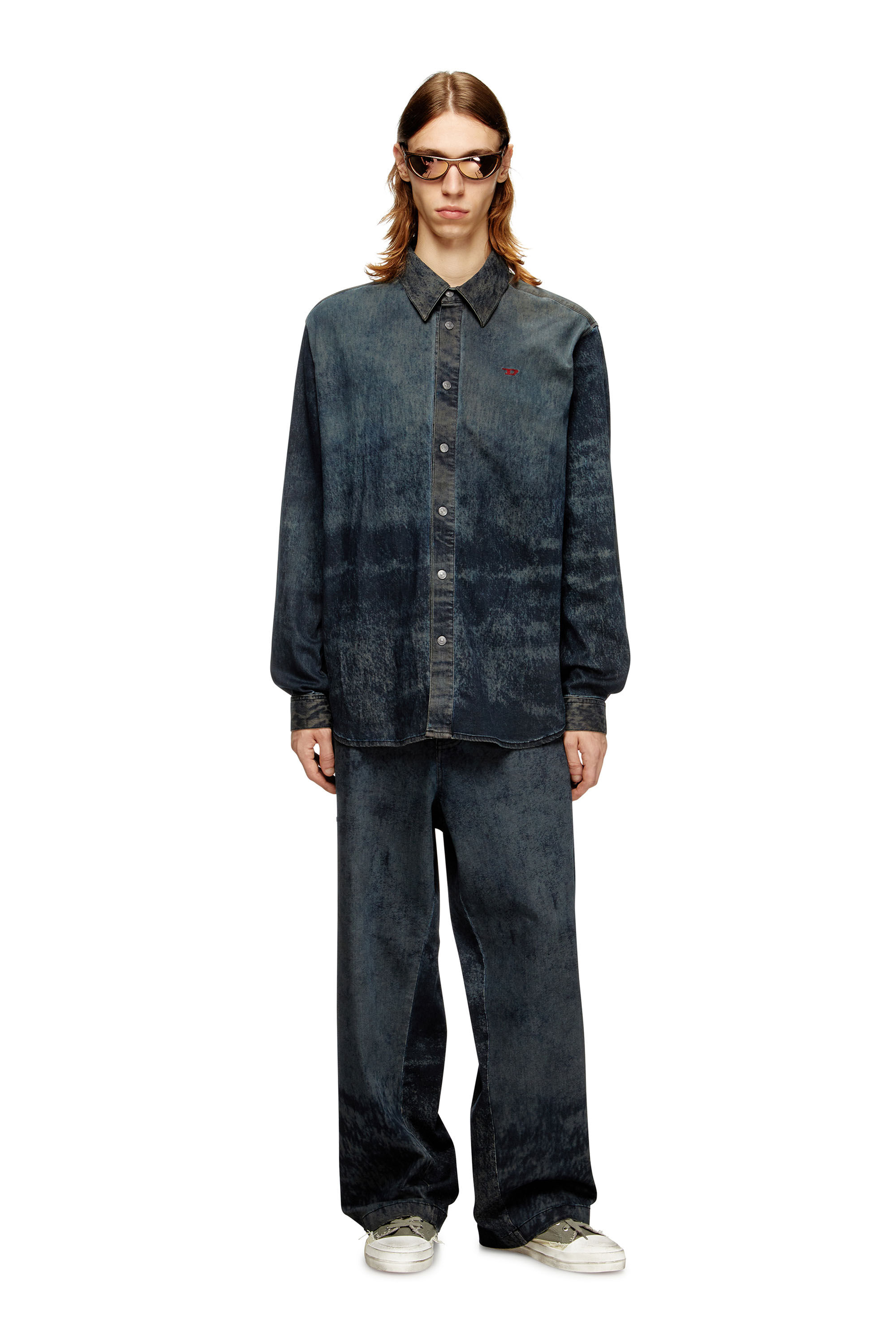 Diesel - S-SIMPLY-EPBS, Man's Cotton-blend shirt with logo in Black - 1