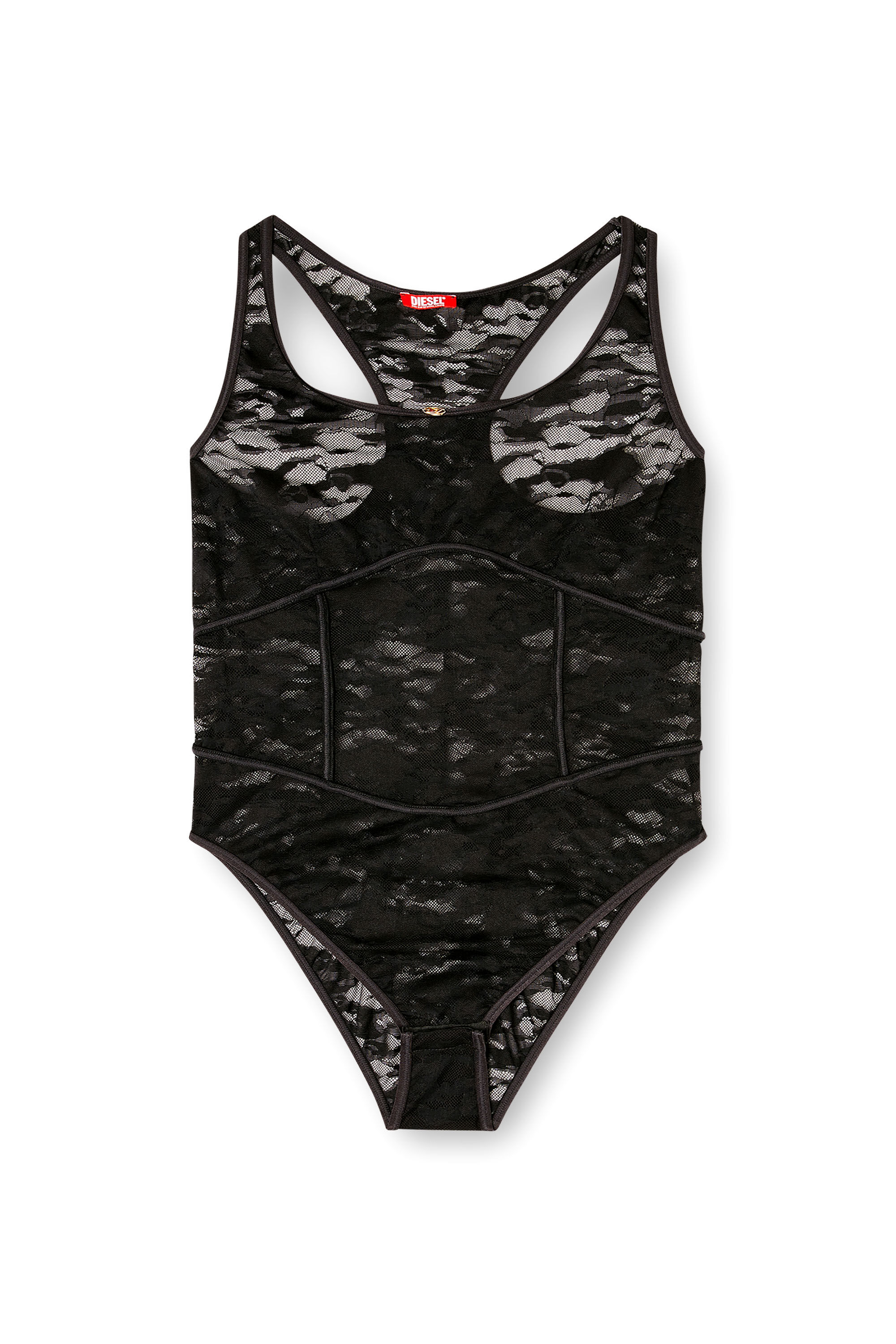 Diesel - EZZY-UTLT, Woman's Nylon bodysuit with lace design in Black - 2