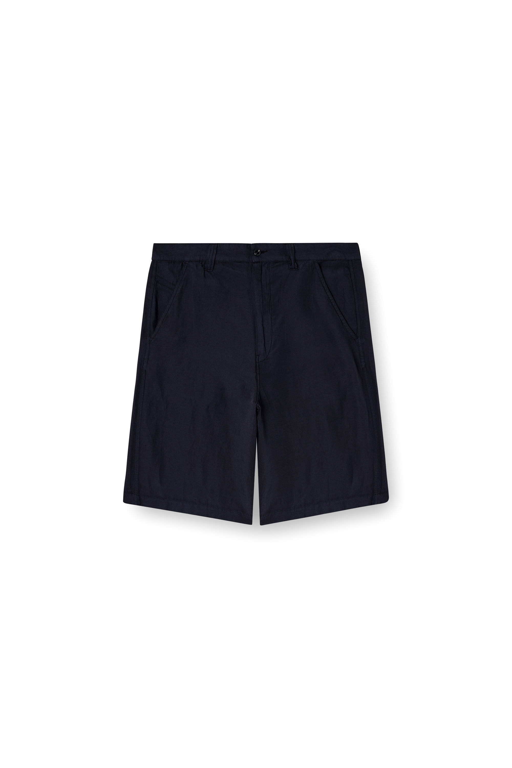 Diesel - P-HANT-CHINO-SHORT-PGBS, Man's Bermuda shorts in garment-dye linen blend in Black - 2