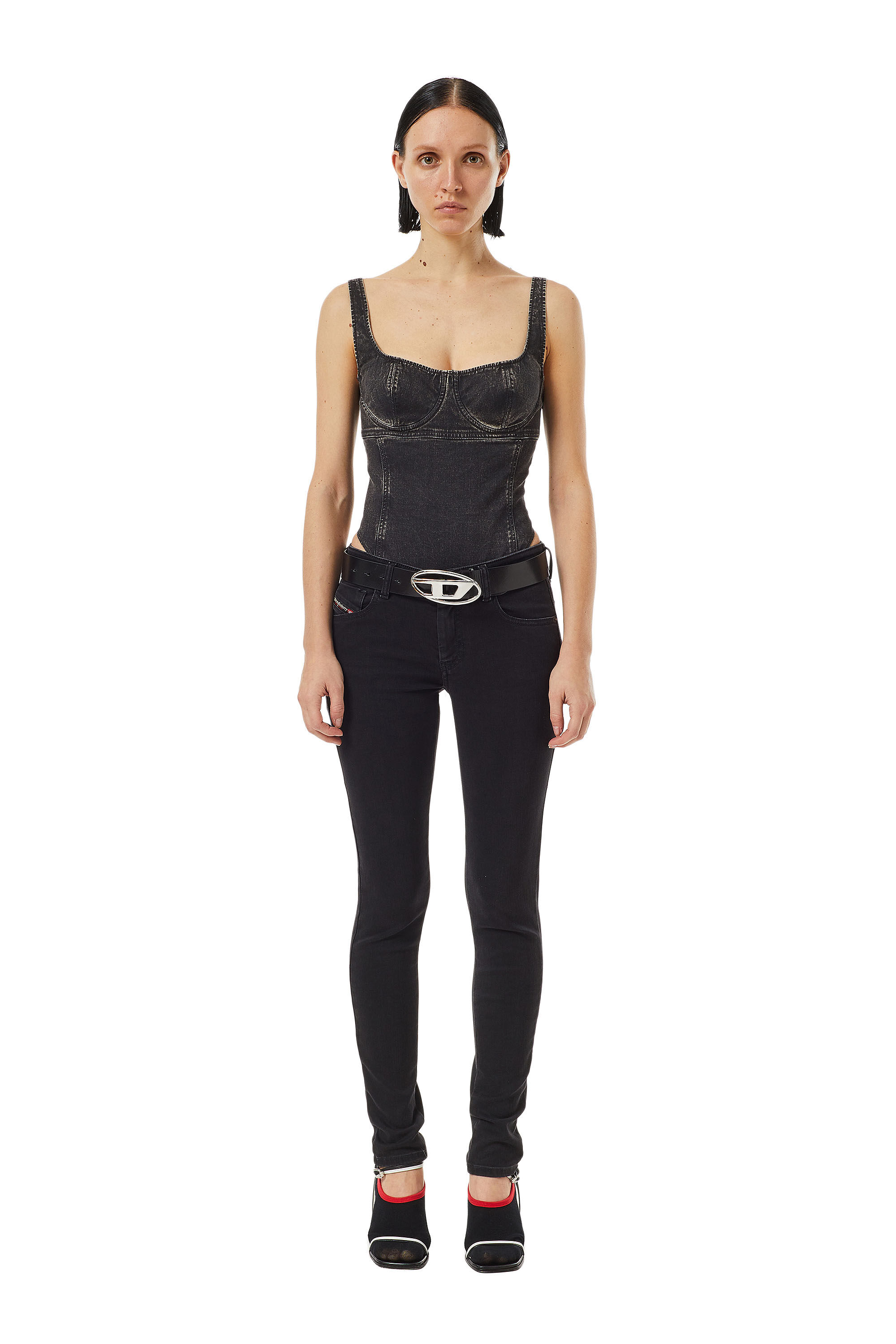 Diesel - 2018 SLANDY-LOW Z69VW Super skinny Jeans, Black/Dark grey - Image 1