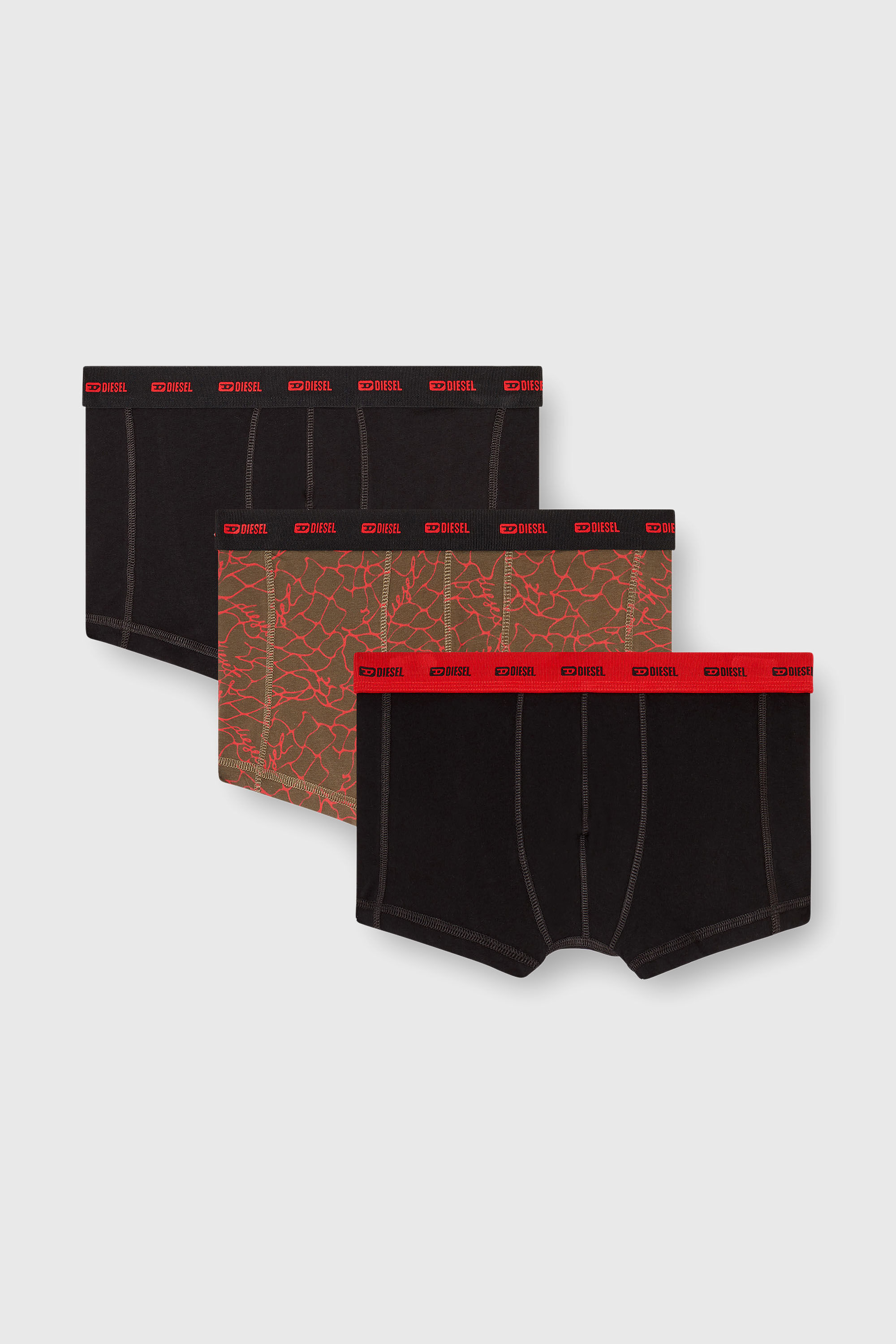 Diesel - DAMIEN-UTLT-3PACK, Man's Three-pack of trunks with graphic motif in Black/Brown - 2