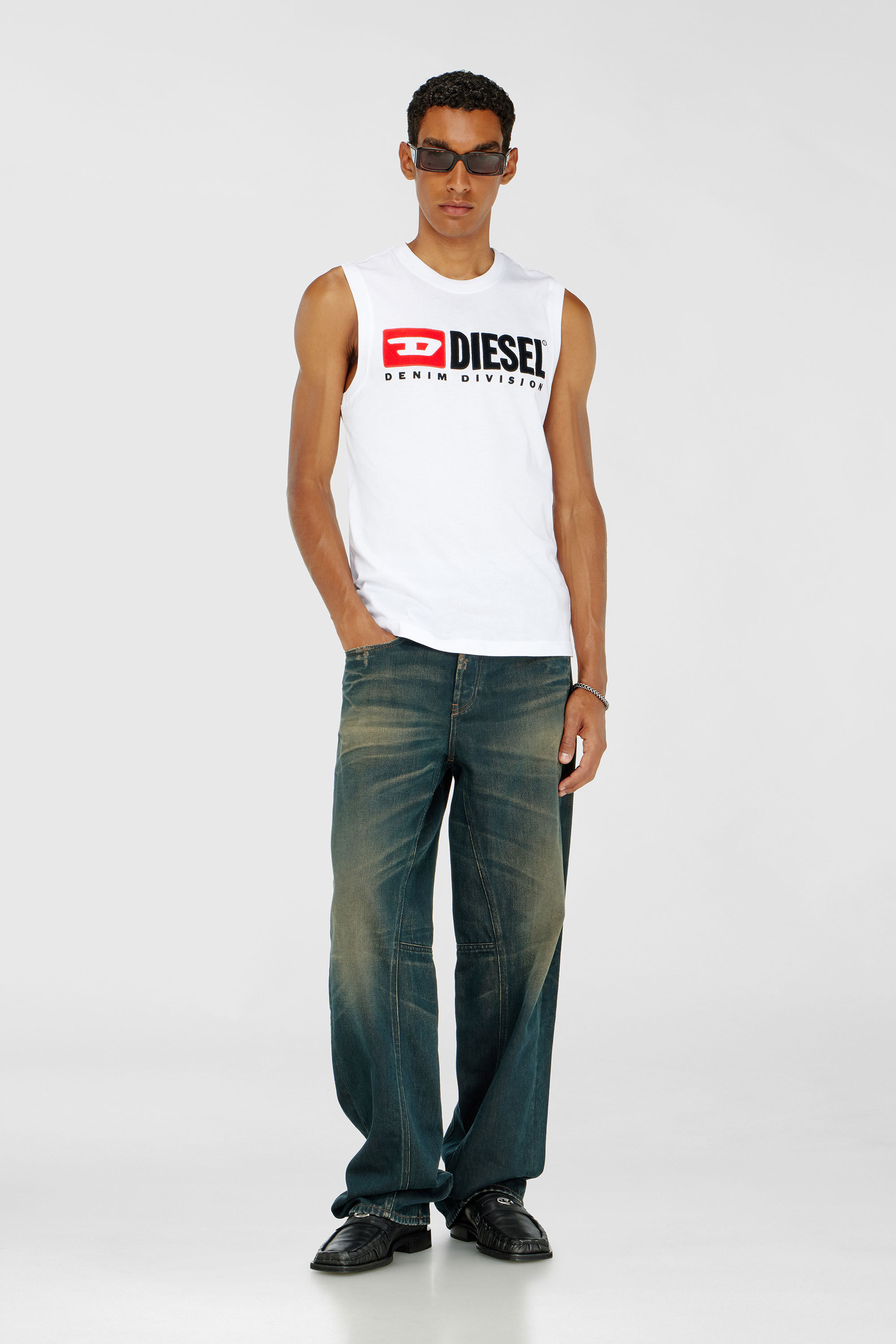 Diesel - T-ISCO-DIV, Man's Tank top with chest logo print in White - 1