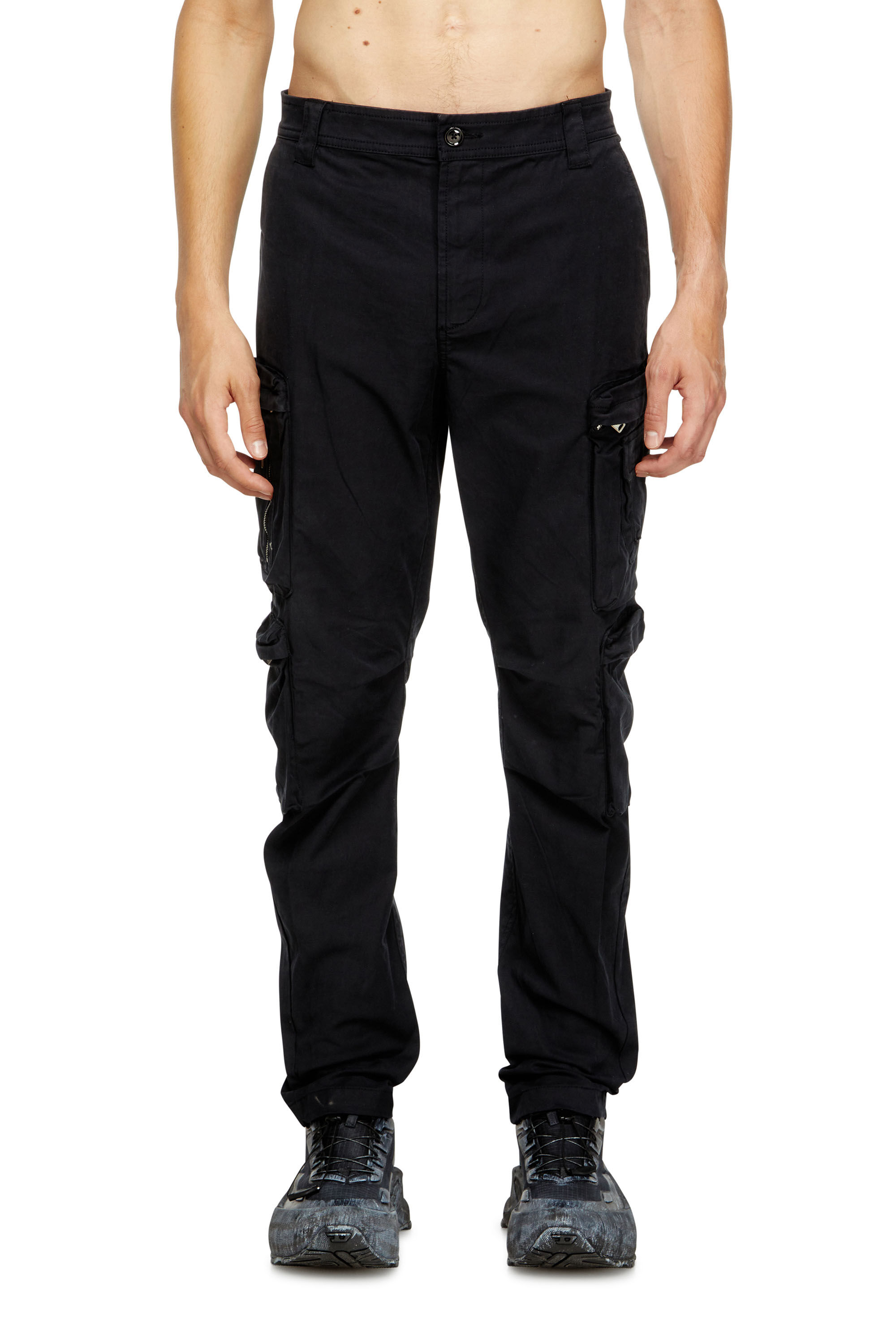 Diesel - P-ARLEM, Man's Cargo pants with zip pocket in Black - 3