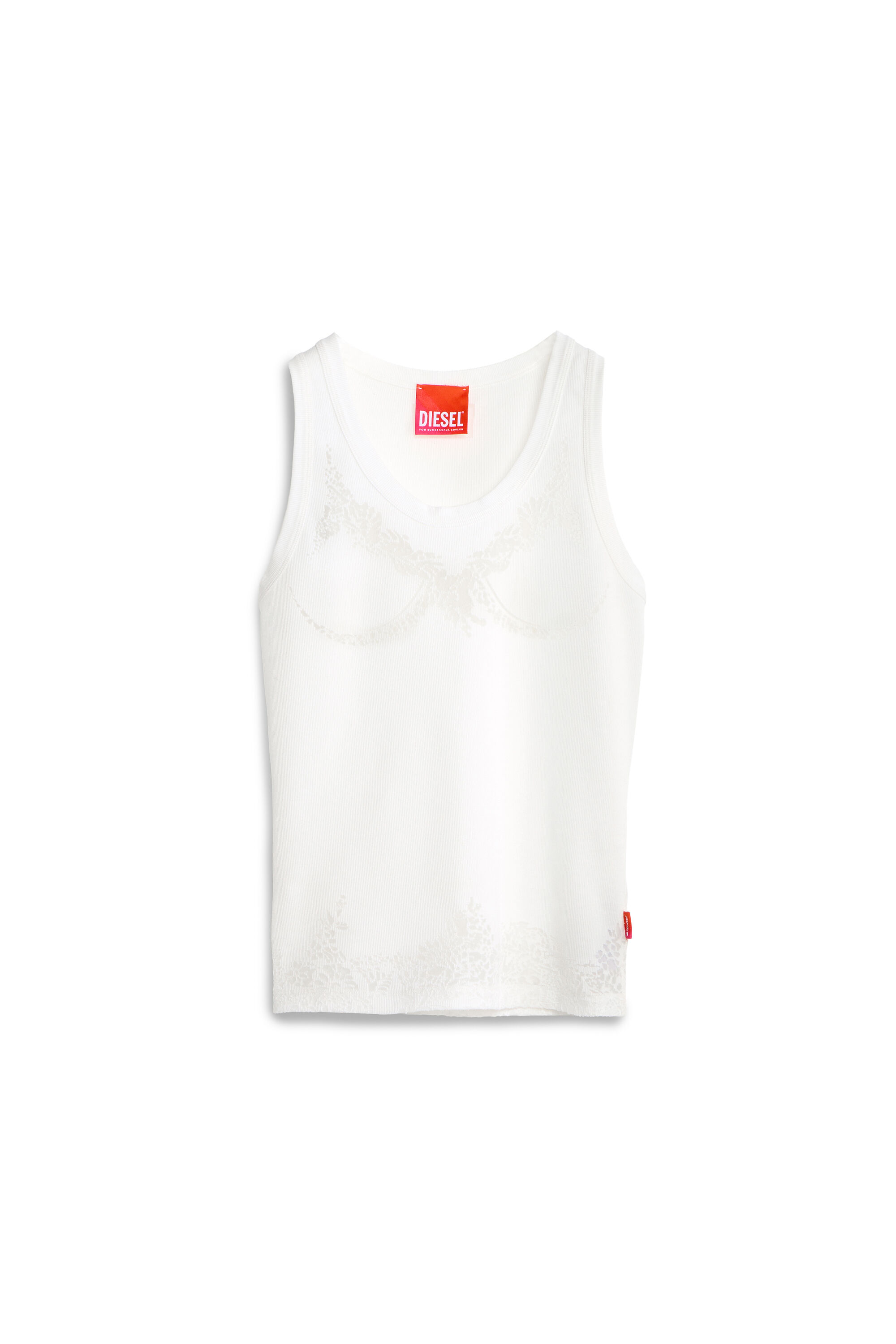 Diesel - PR-T-ANKI-LACE-R, Woman's Tank top with devor&eacute; lace effect in White - 2