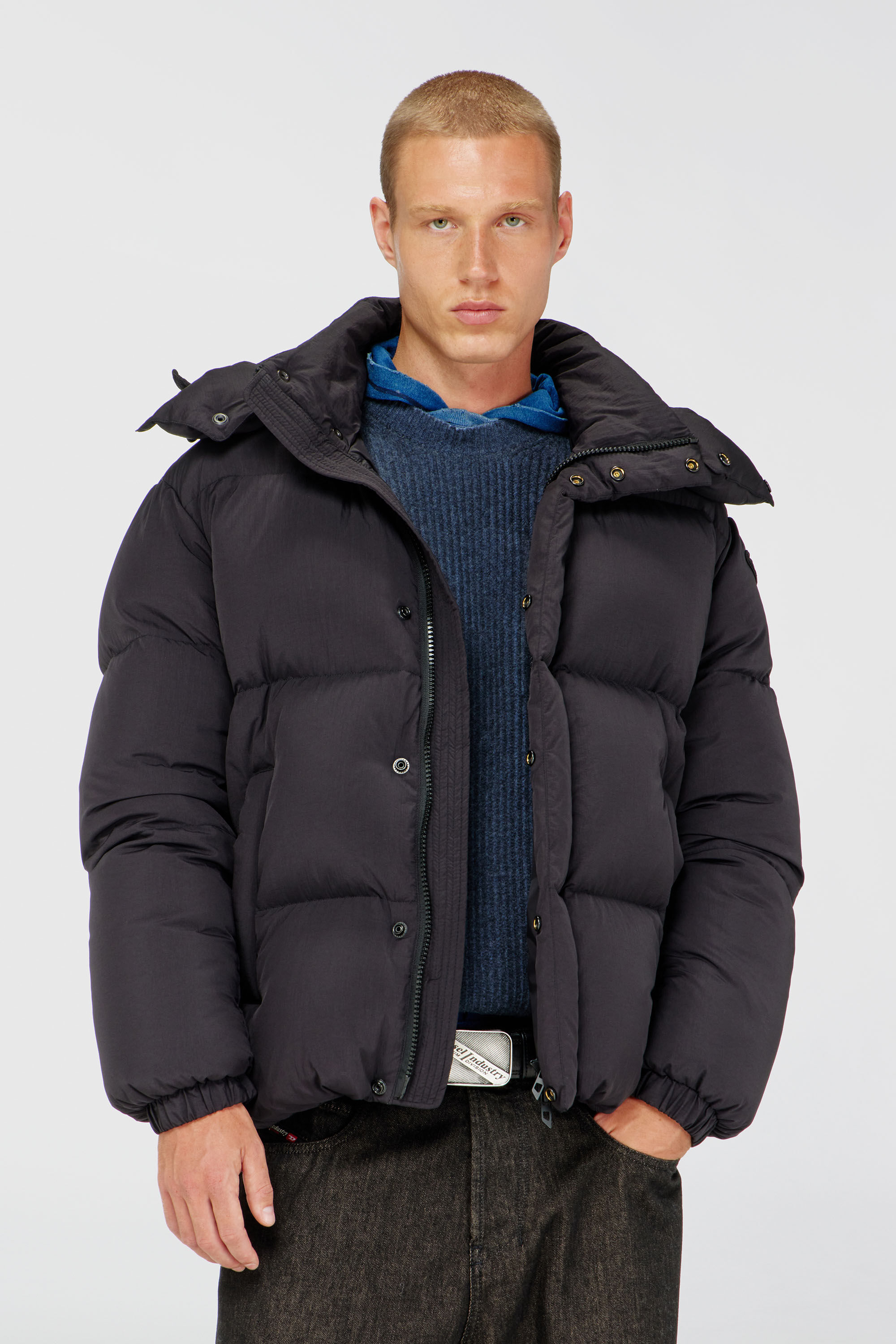 Diesel - W-ROLFYS-WRD, Man's Quilted down jacket in ViralOff&reg; Taslan in Dark grey - 3