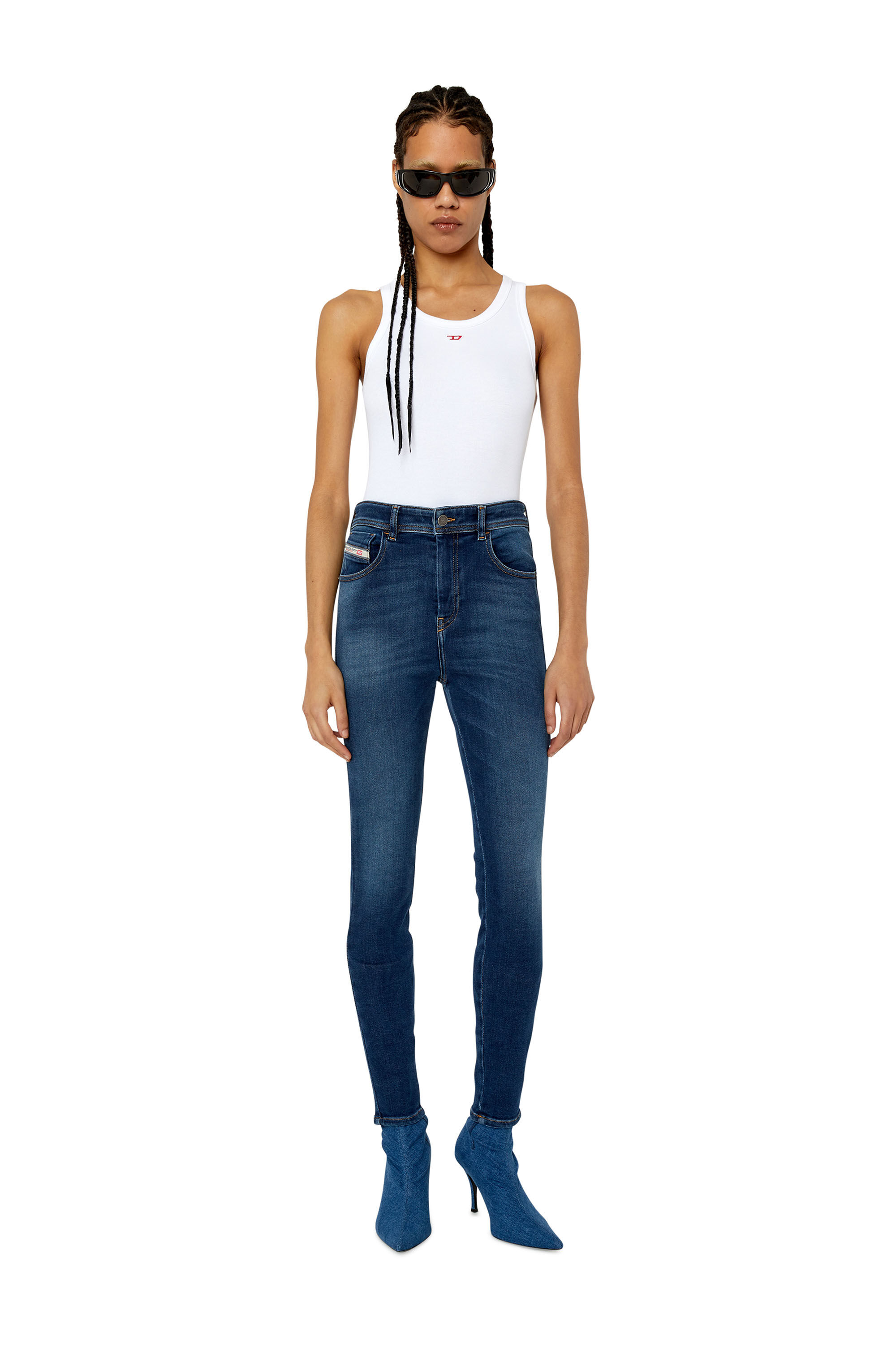 Diesel - 1984 Slandy-High 09E97 Super skinny Jeans, Dark Blue - Image 1