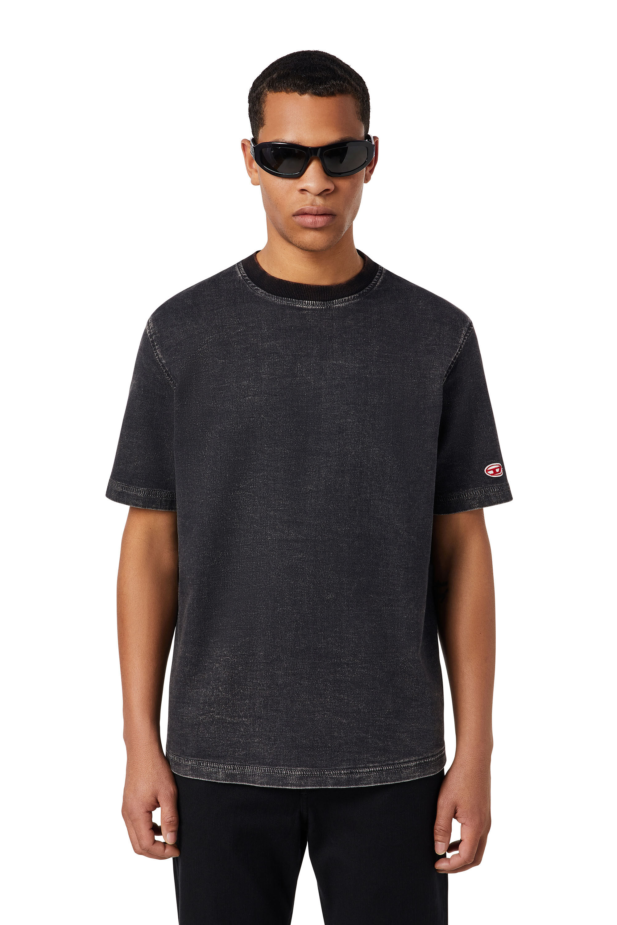Diesel - D-BIGGOR TRACK DENIM T-SHIRT, Black/Dark grey - Image 3