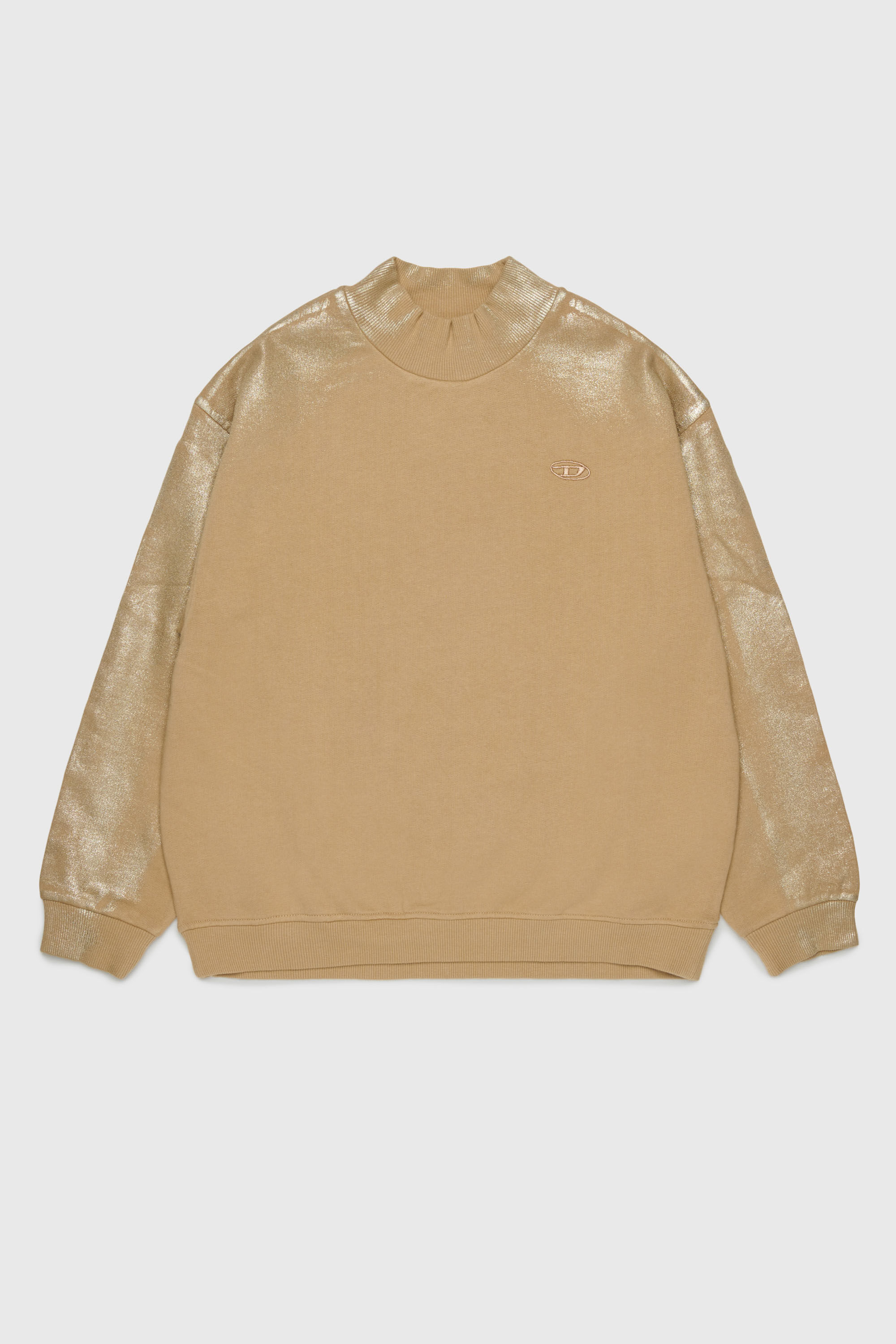 Diesel - SFALEXNS1, Woman's Sweatshirt with metallic-effect sleeves in Brown - 1