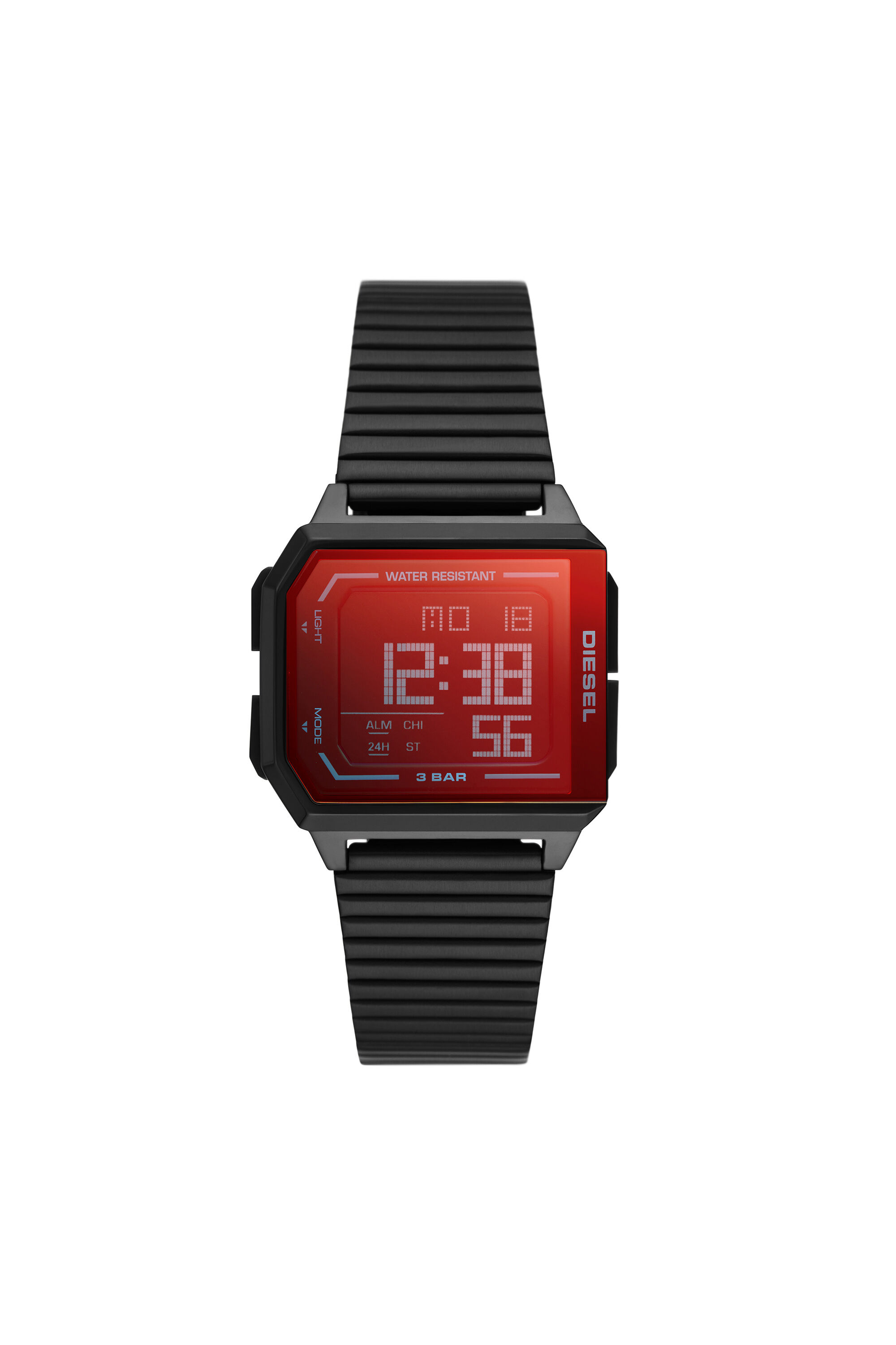 DZ1970 Chopped digital black tone stainless steel watch Diesel