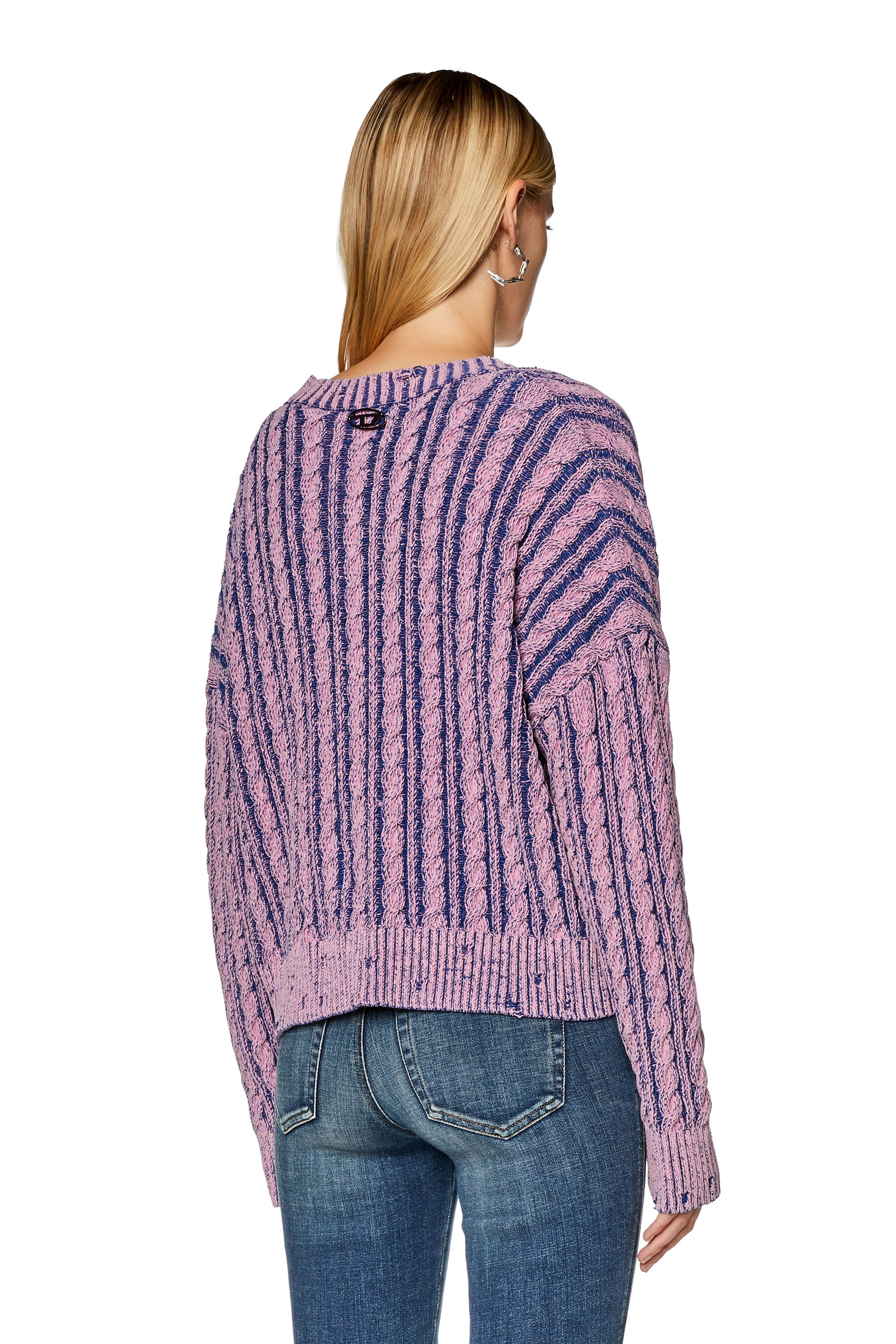 Diesel - M-OXIA, Woman's Chunky jumper in two-tone cotton in Lilac - 4