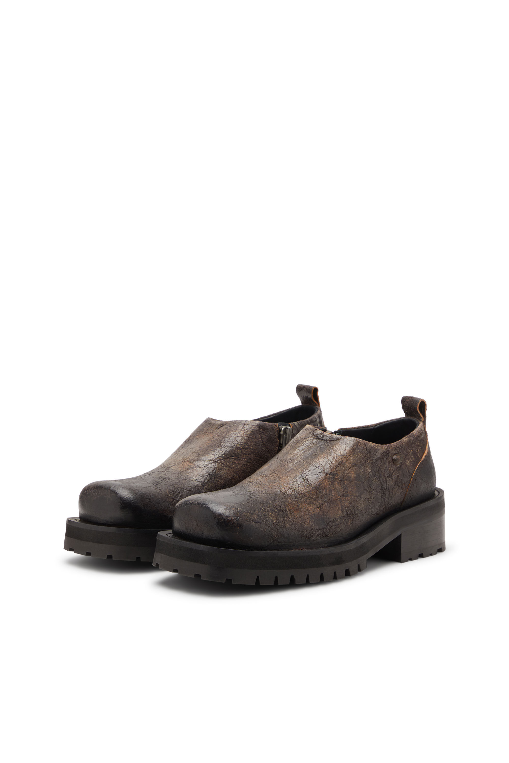 Diesel - D-TEXAN CLOG, Man's D-Texan-Zipped shoes in distressed crackled suede in null - 8