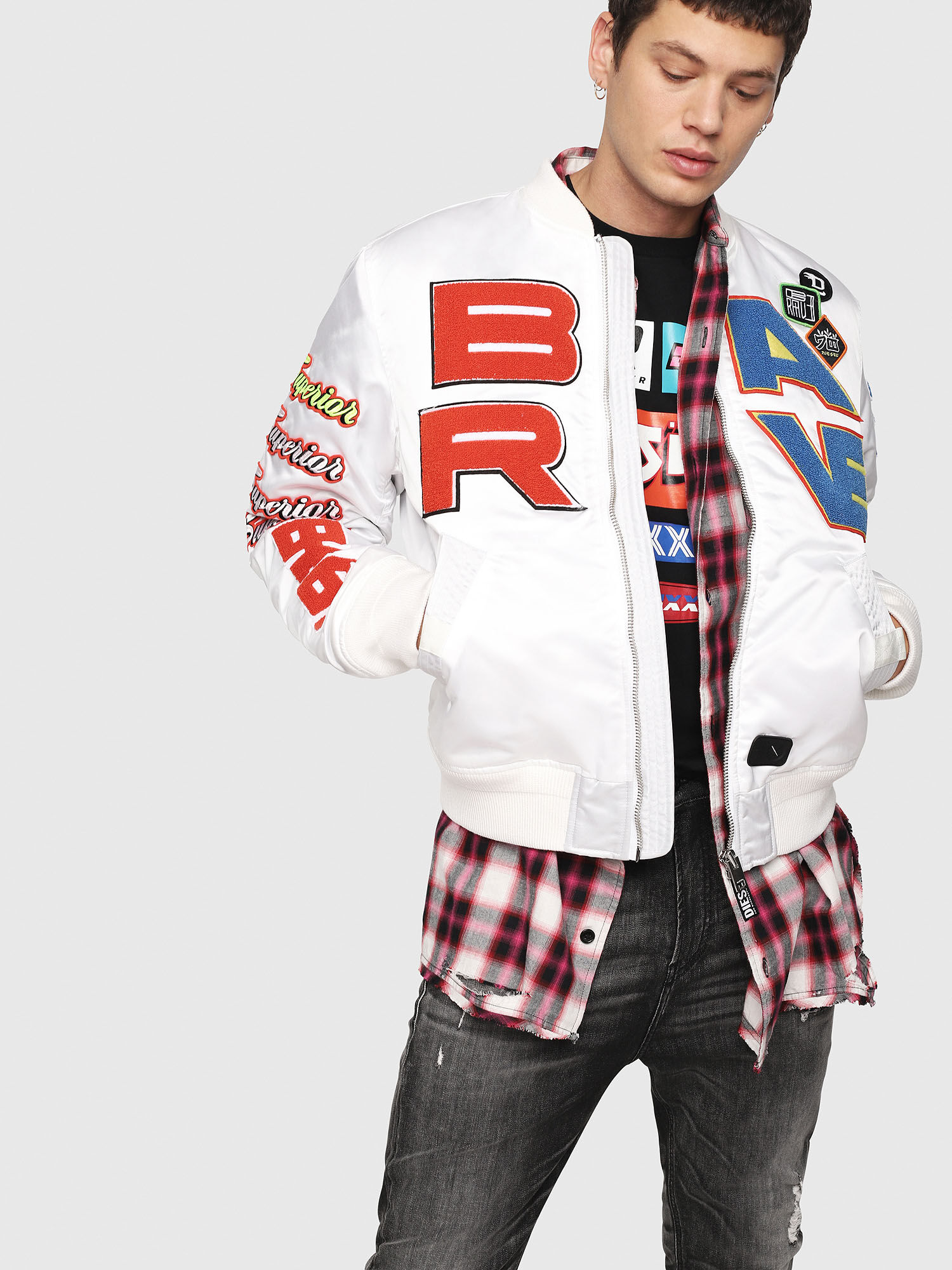 diesel patch bomber jacket