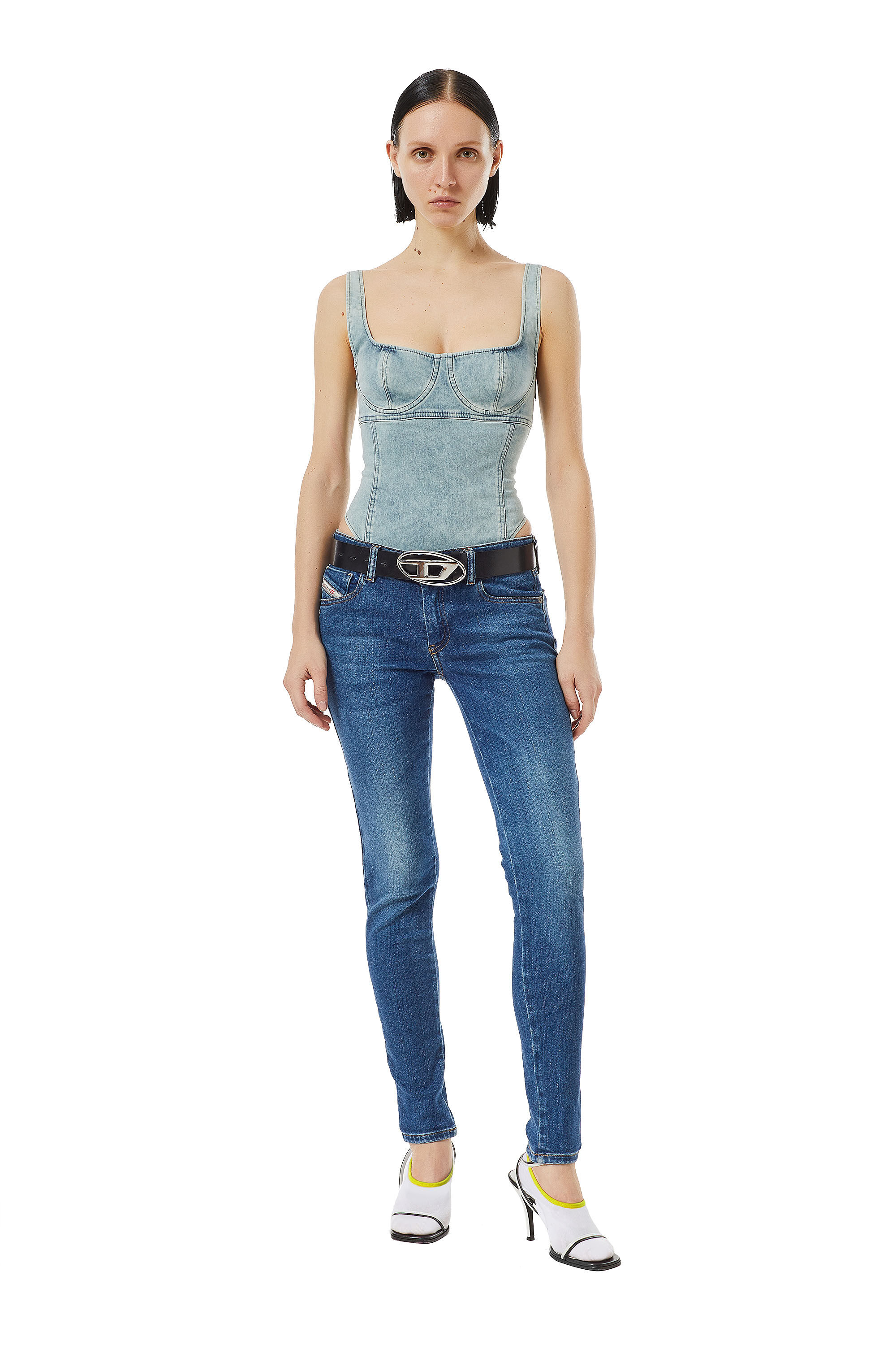 Diesel - 2018 SLANDY-LOW 09C21 Super skinny Jeans, Medium blue - Image 1