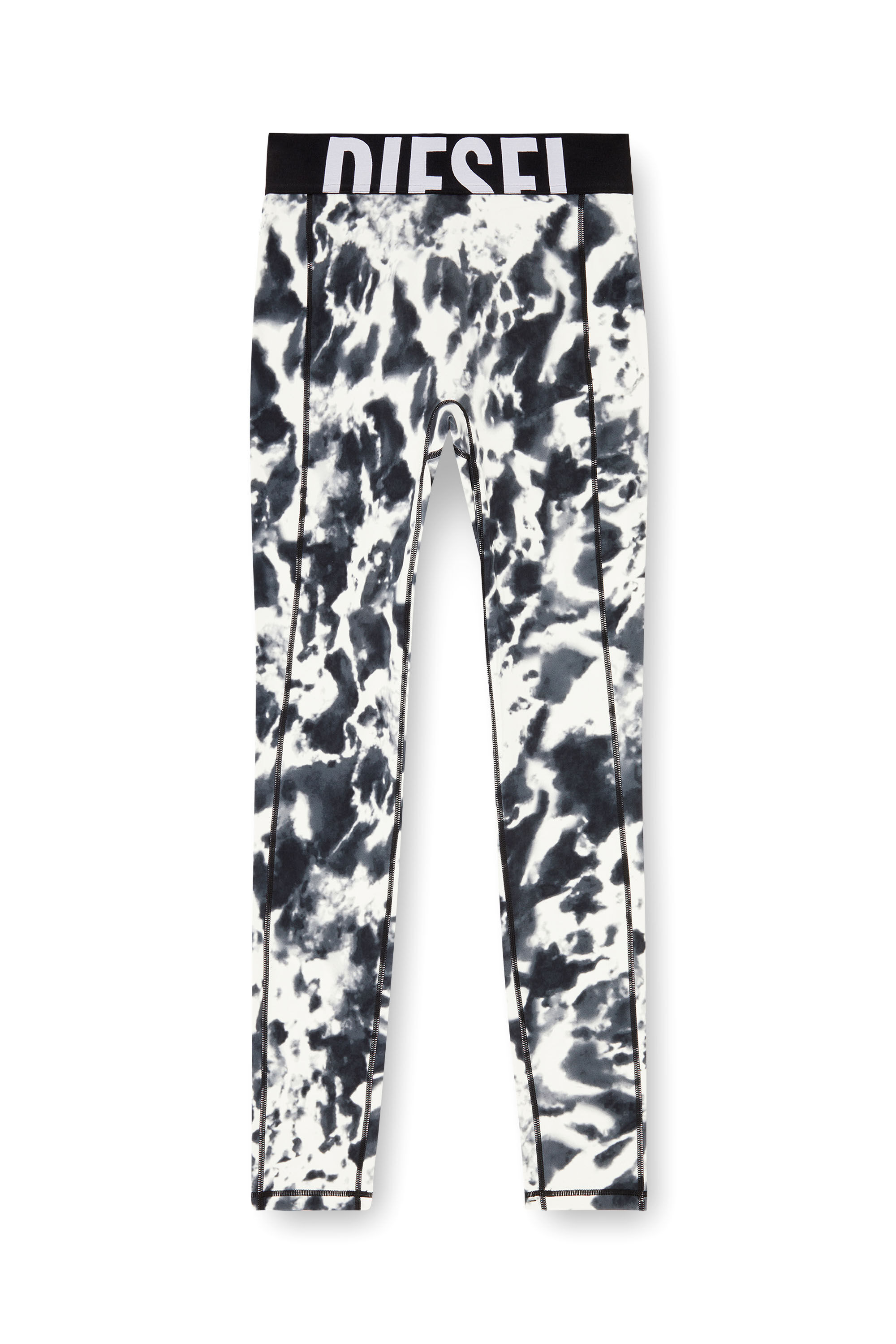 Diesel - ADELINE-D-POP, Woman's Leggings in printed microfibre in White/Black - 2