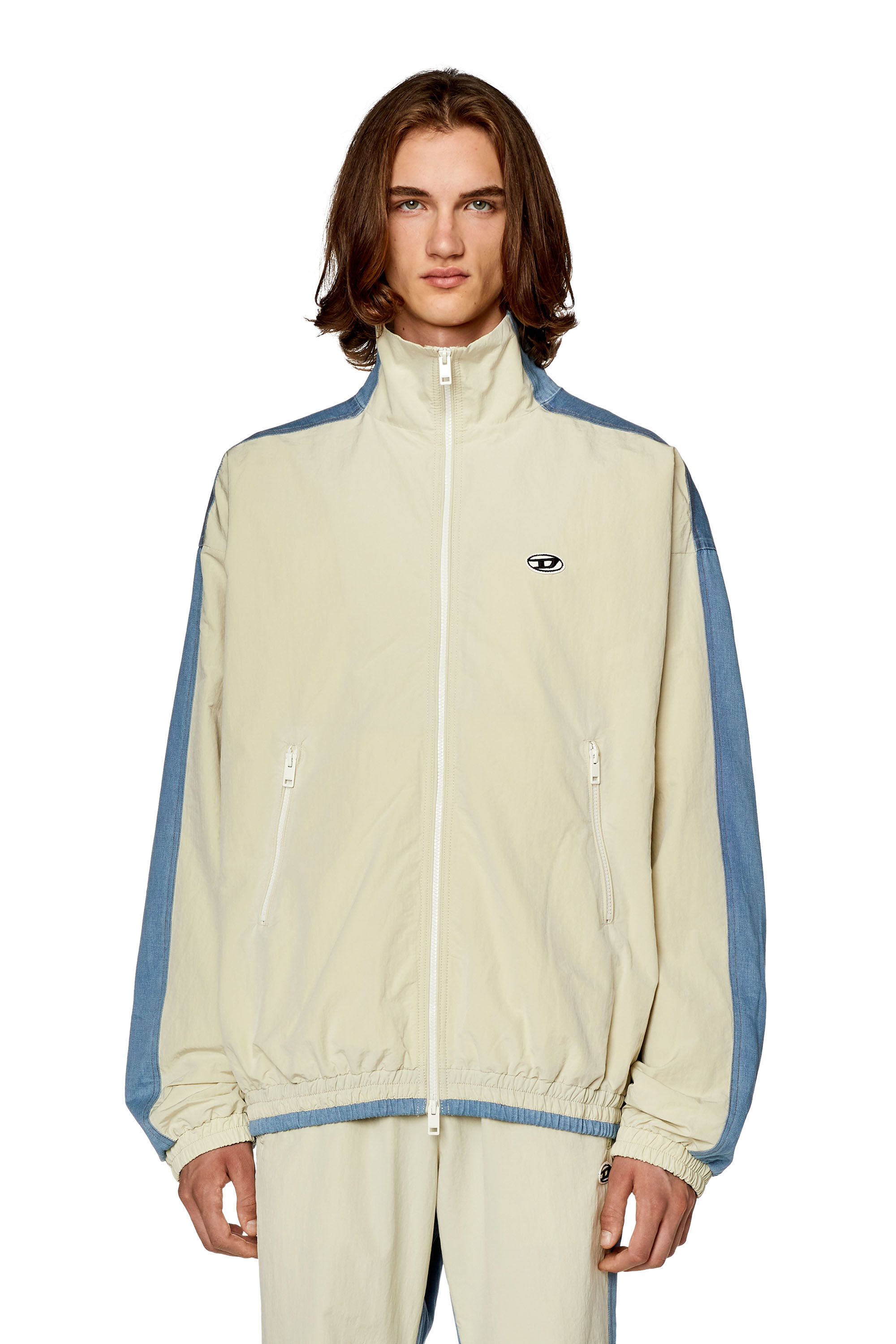 Men s Track jacket in wrinkled nylon and denim J BRIGHT Diesel