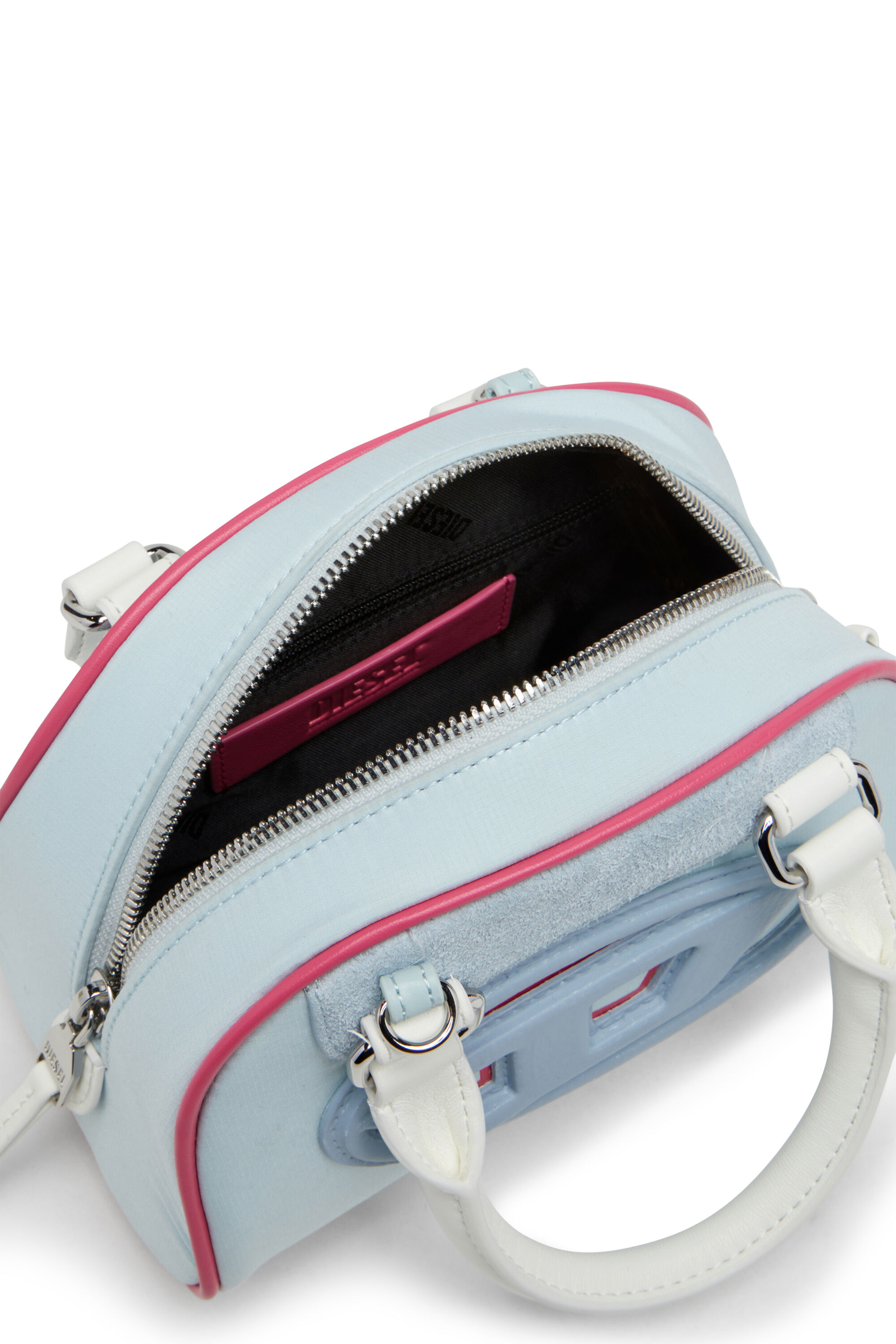Diesel - 1DR DOME CROSSBODY, Woman's 1DR Dome-Colour-block mini bowling bag in Light Blue - 5