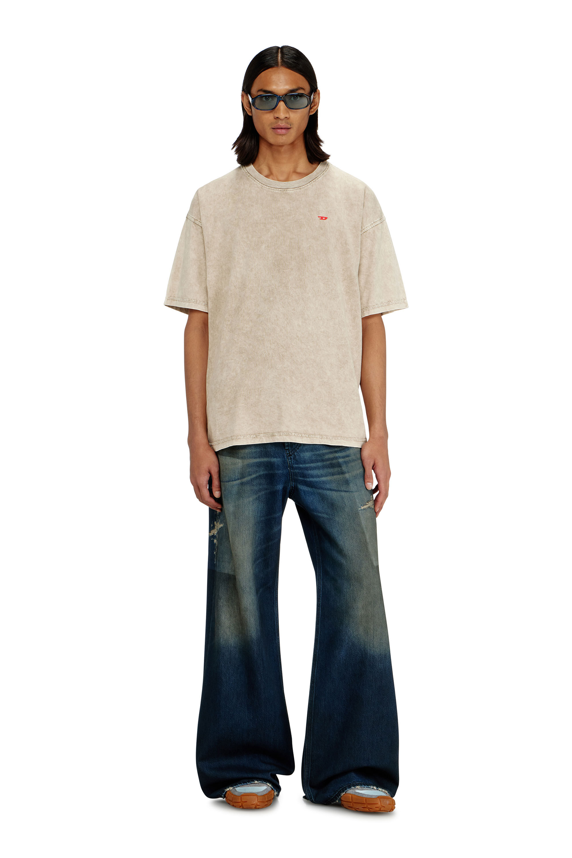 Diesel - T-BOXT-AA14, Man's Cotton T-shirt with treated effect in Beige - 1