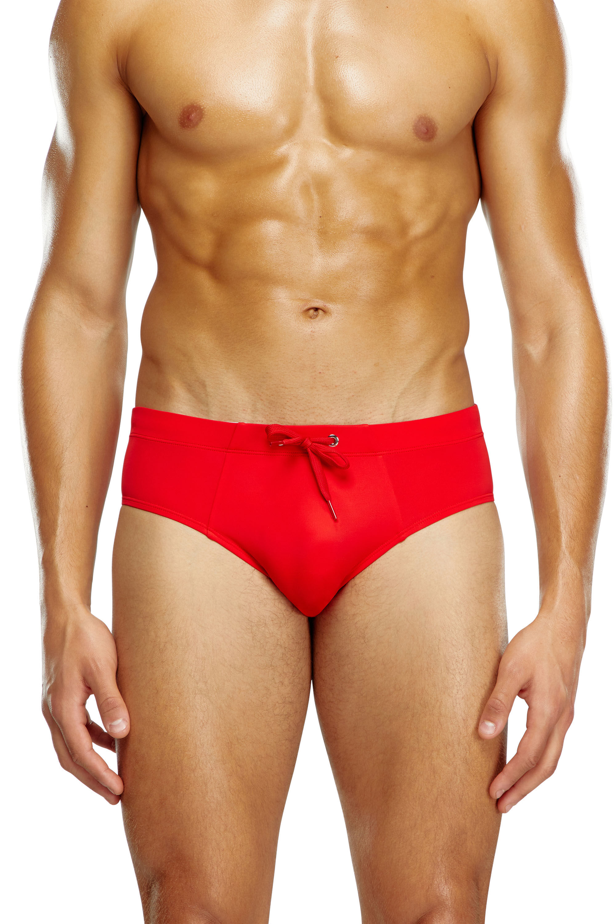 Diesel - BMBR-ALFIE, Man's Swim briefs with tonal logo print in Red - 1