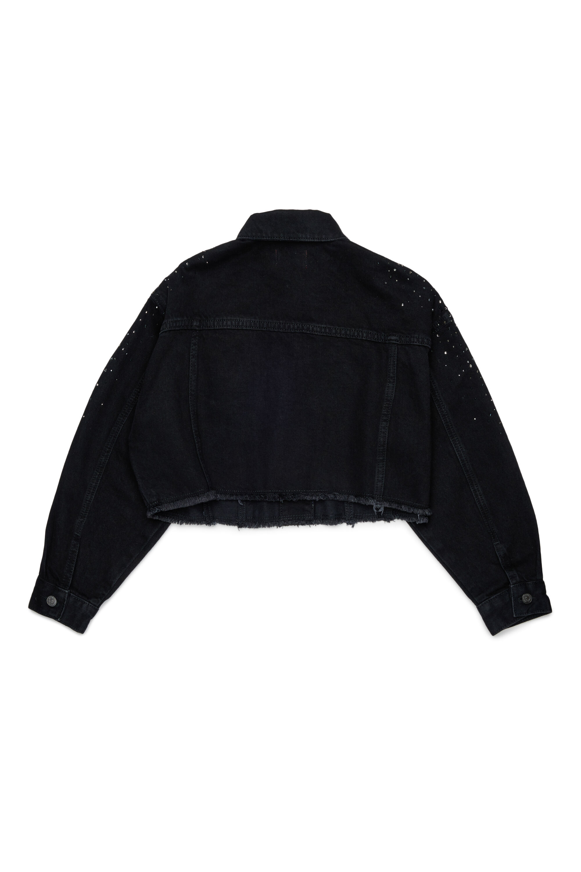 Diesel - JILBY, Woman's Cropped embellished trucker jacket in Black/Dark grey - 2