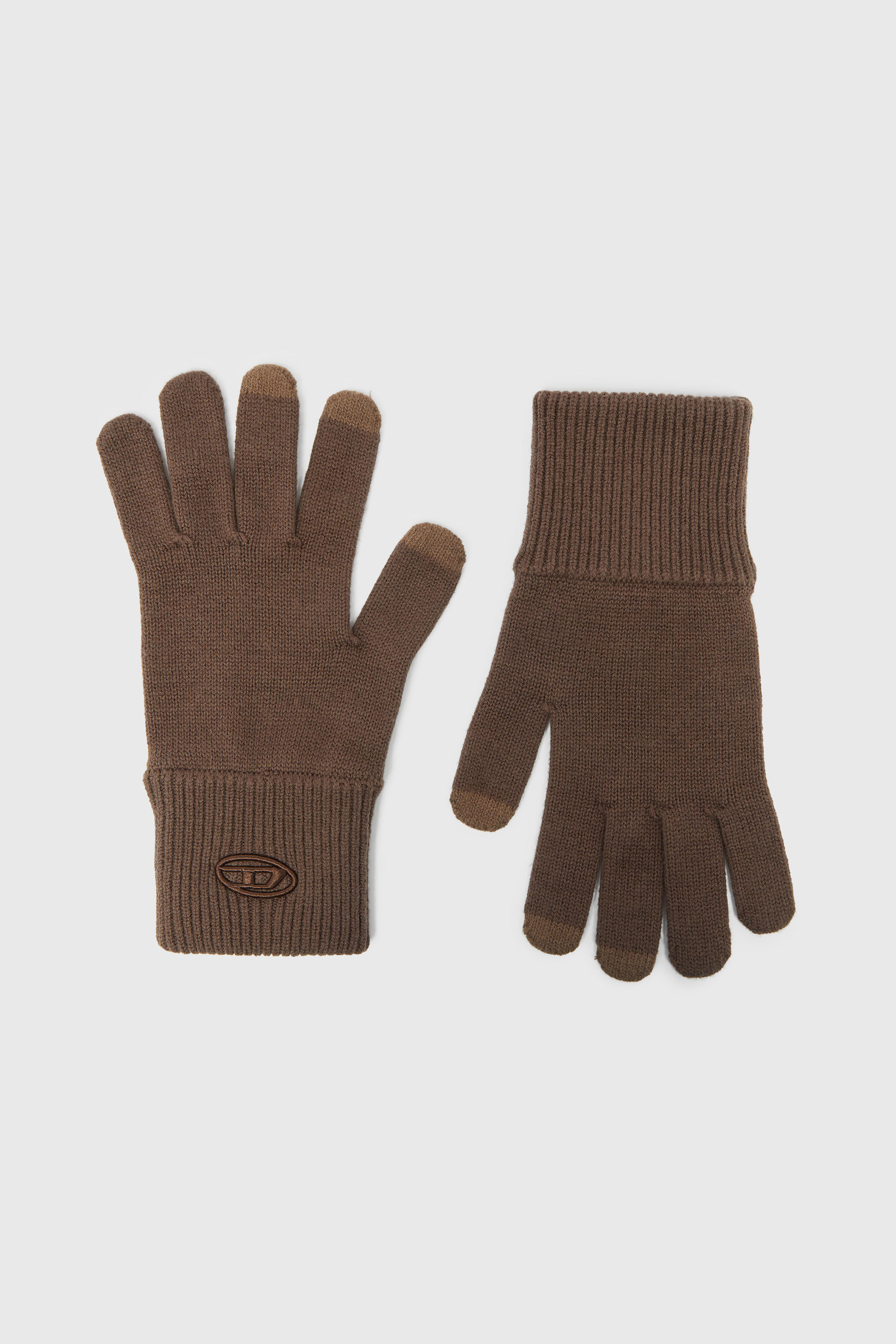Diesel - K-CODY-A, Unisex's Wool blend gloves with embroidered logo in Brown - 1