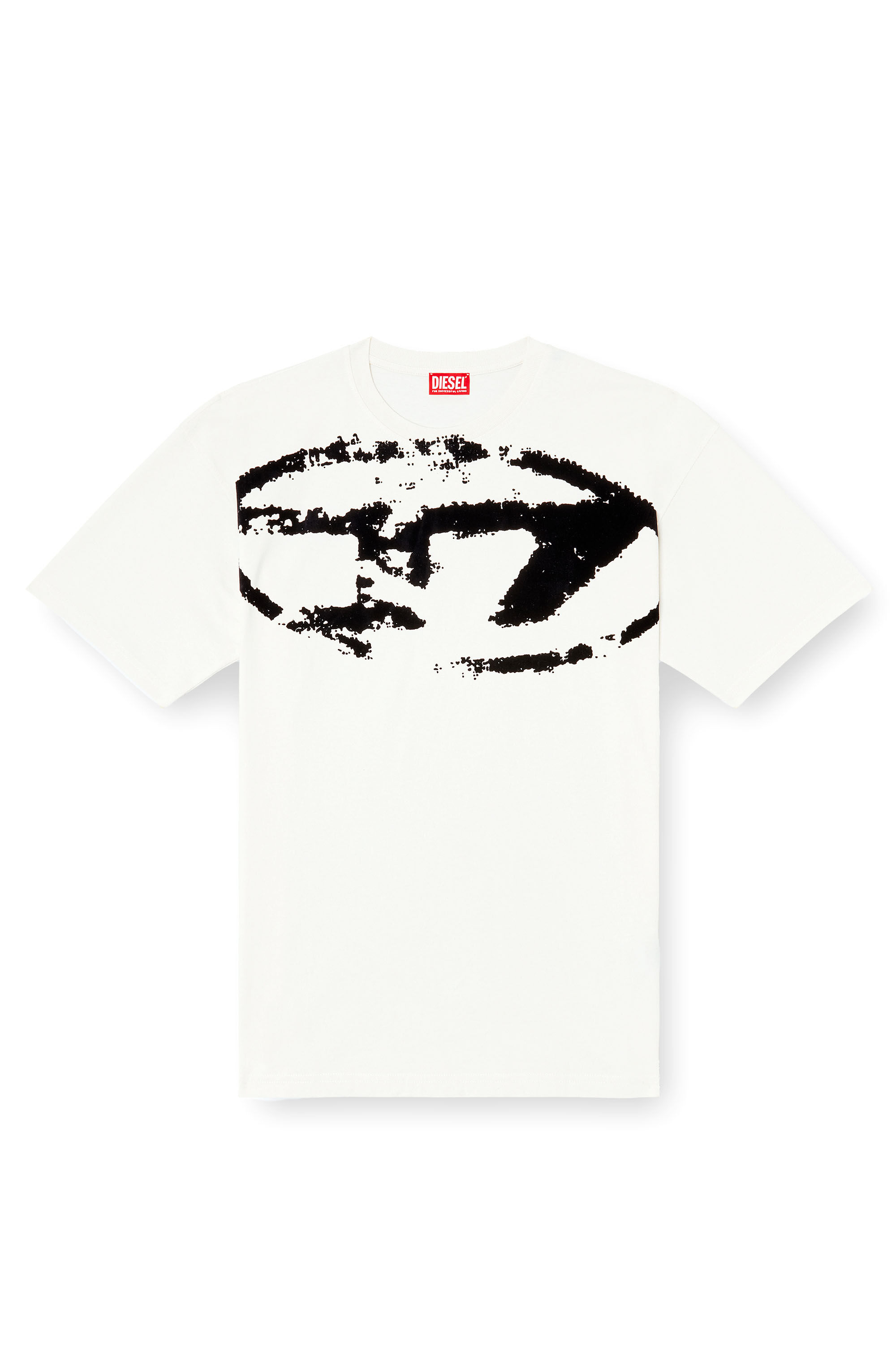 Diesel - T-BOXT-N14, Man's T-shirt with distressed flocked logo in White - 2