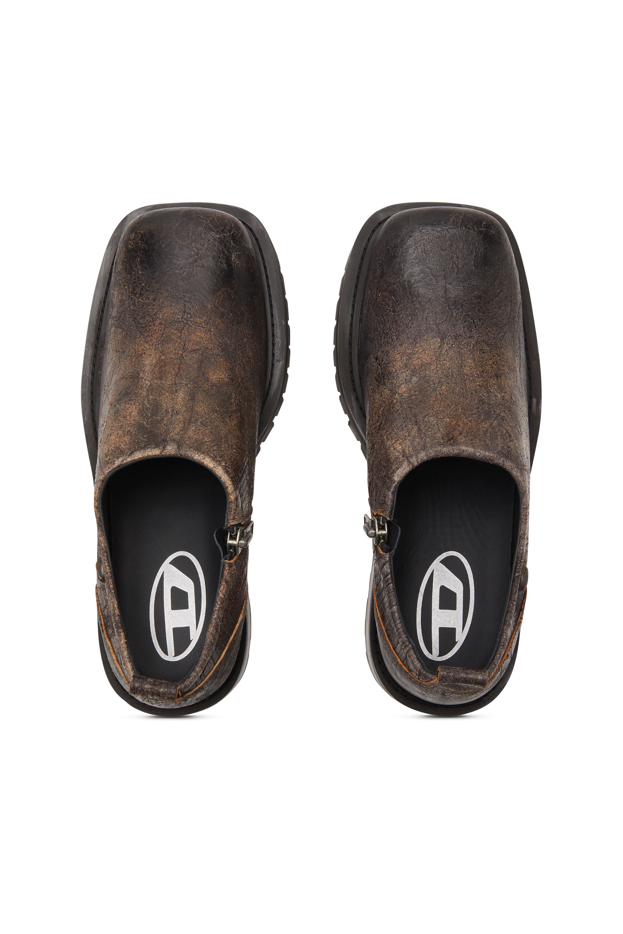 Diesel - D-TEXAN CLOG, Man's D-Texan-Zipped shoes in distressed crackled suede in null - 5