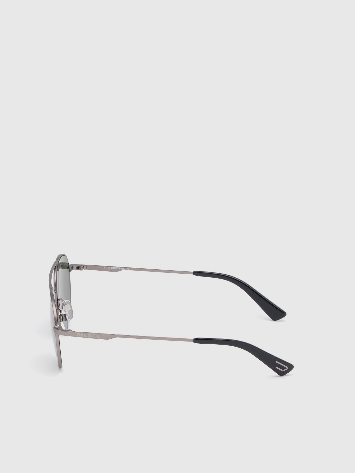 Diesel - DL0286, Unisex's Rounded sunglasses in metal in Dark Beige - 3